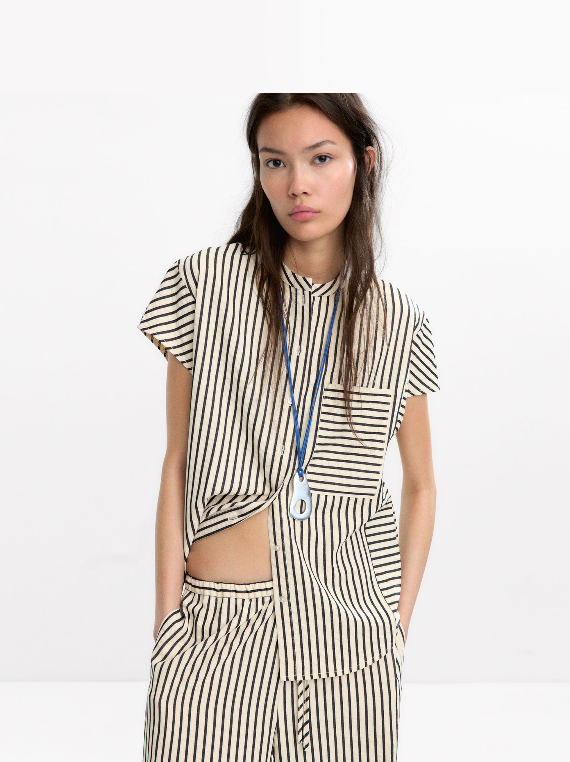 Camicia a maniche corte a righe image number 7.0