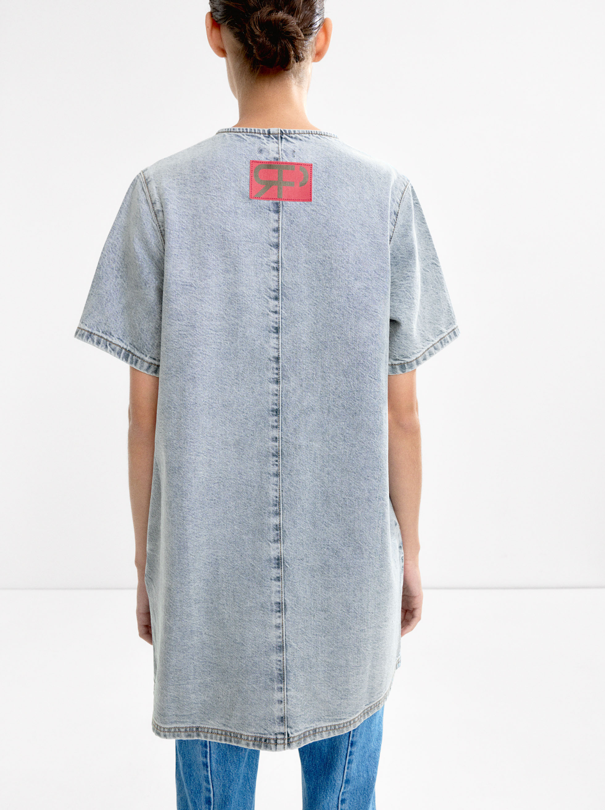 Short denim dress image number 3.0