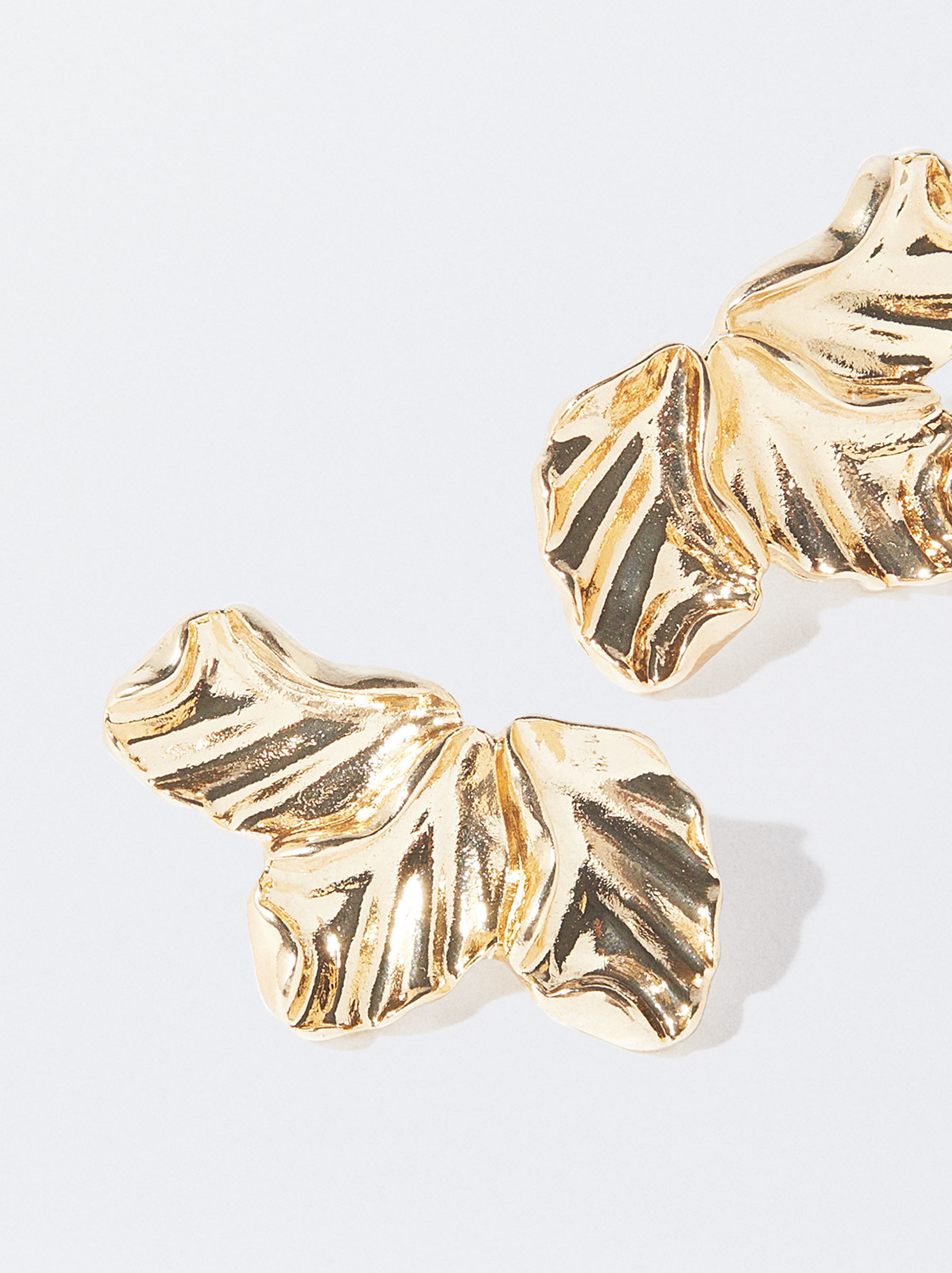 Flower earrings, Golden, hi-res
