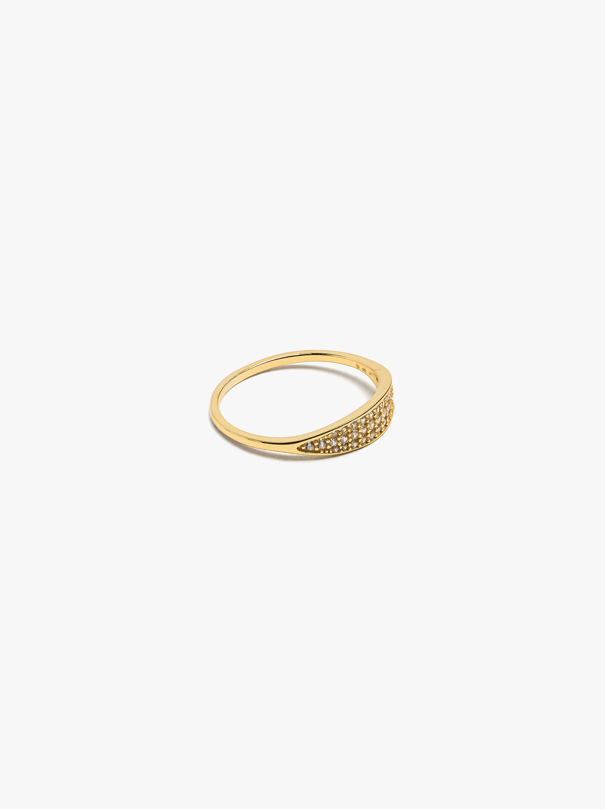 Anello con zircone placcato oro 18 kt - argento 925 image number 2.0