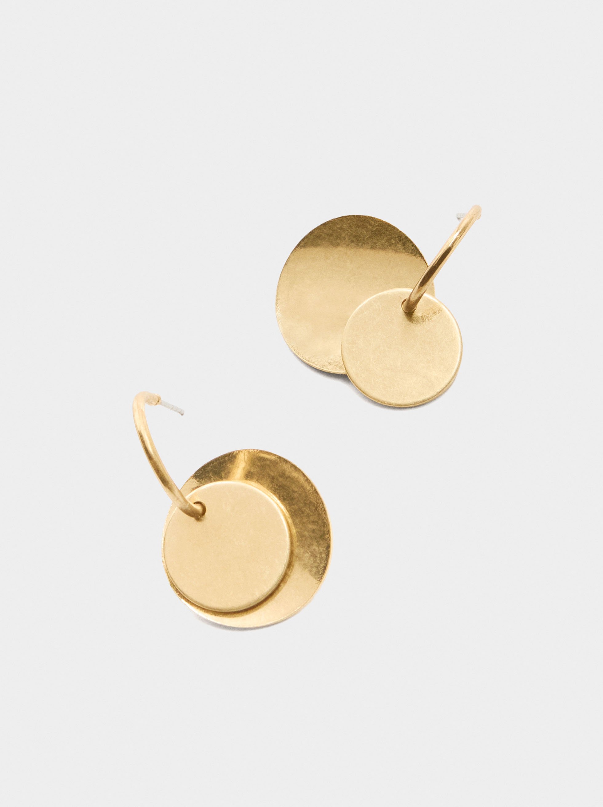 Golden hoop earrings with round detail image number 1.0