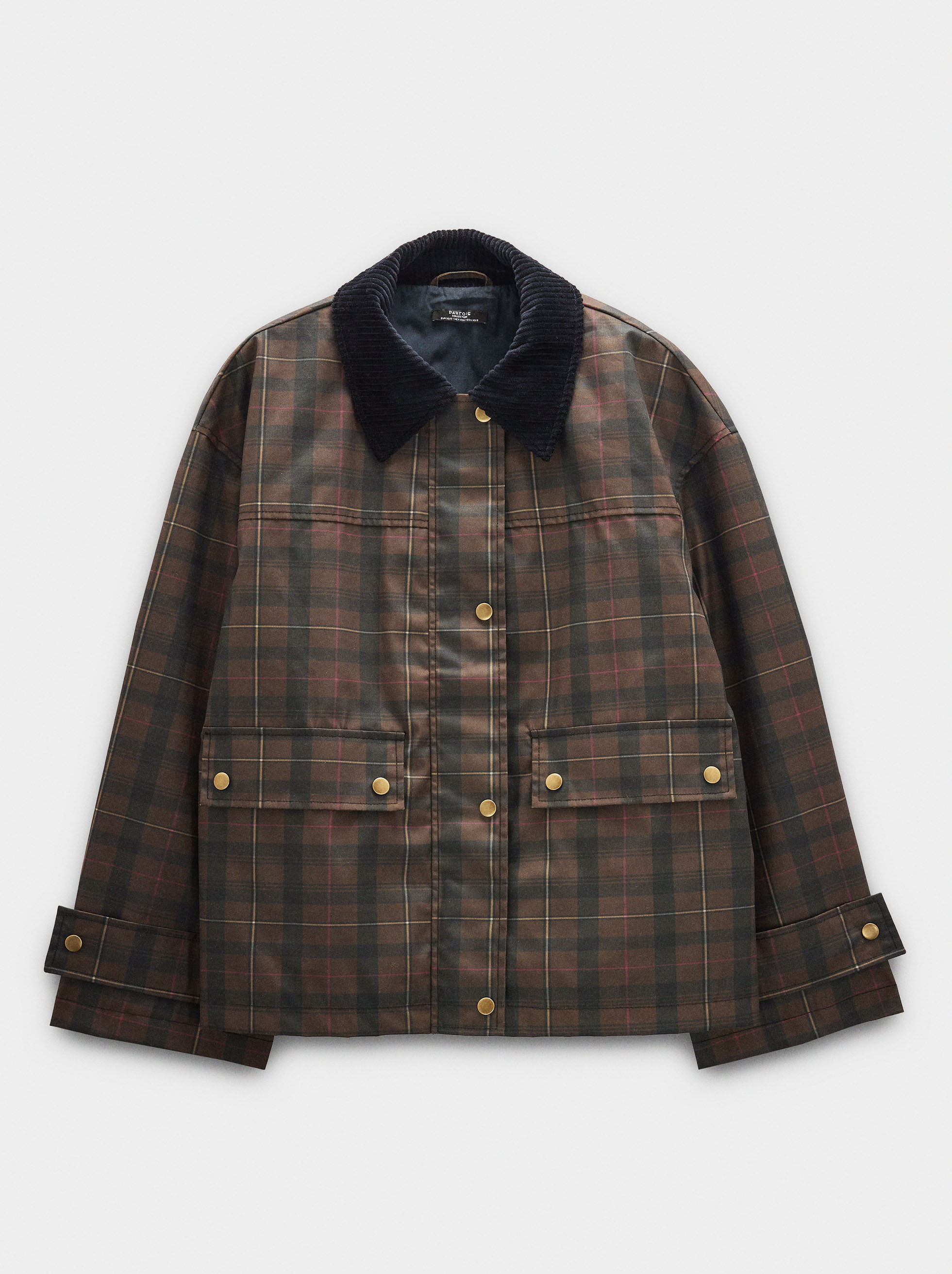 Jacket with squares and contrast collar image number 6.0