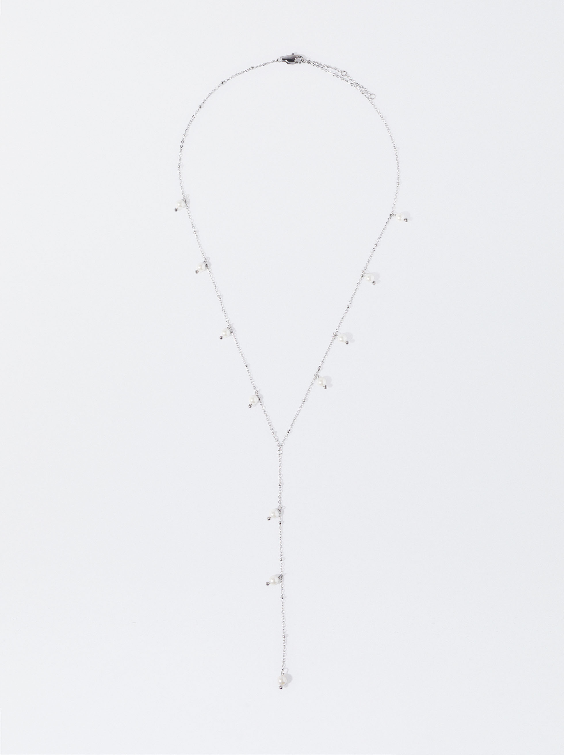 Halskette Aus Stahl Mit Perlen image number 2.0