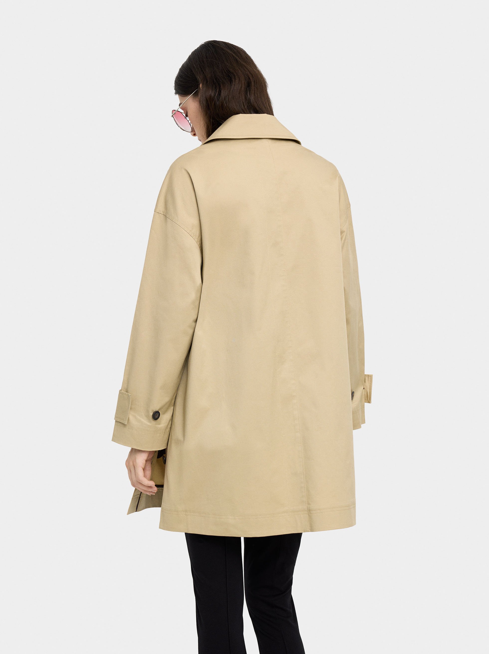 Midi cotton trench with pockets image number 3.0