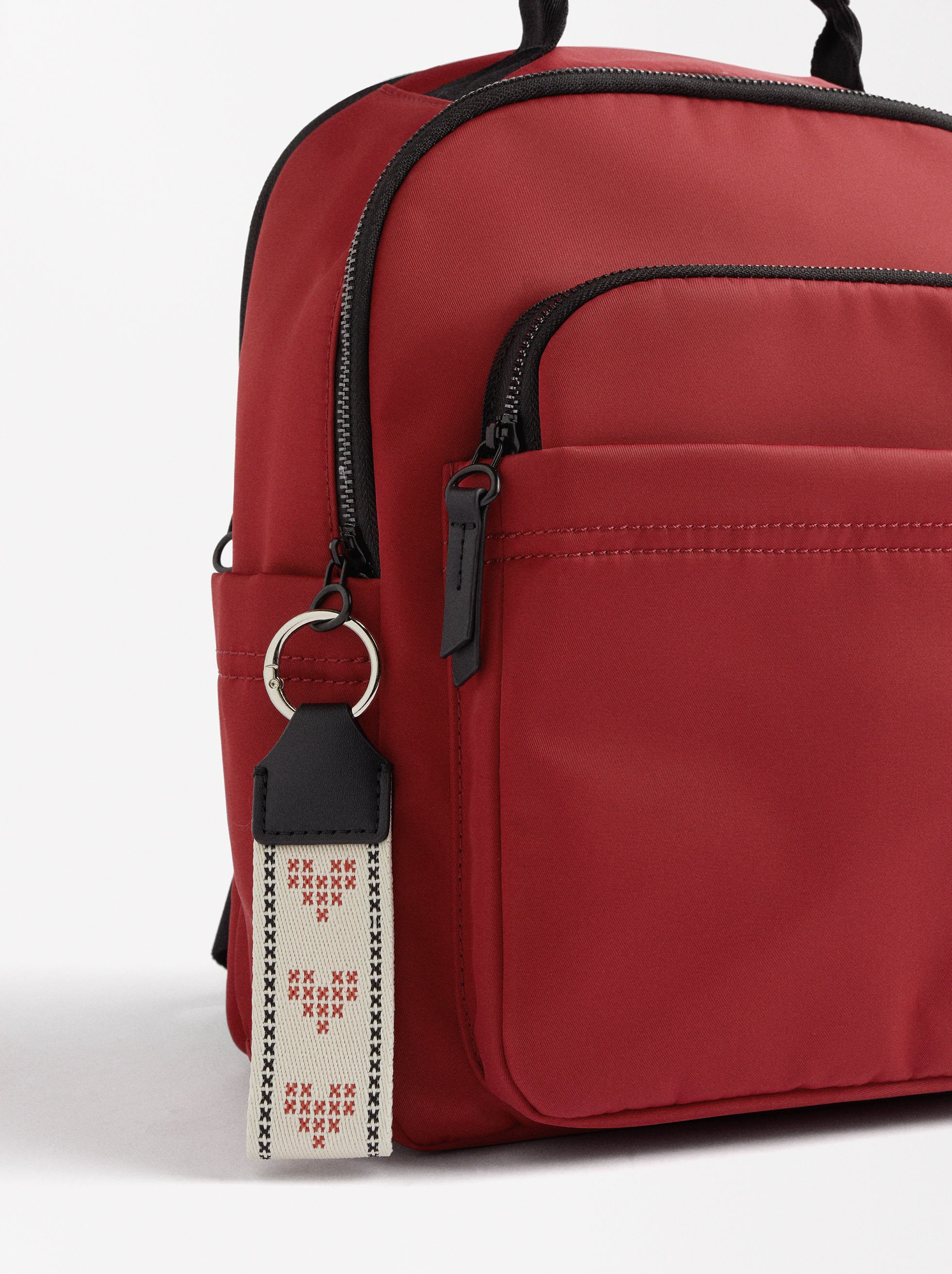 Nylon backpack with heart pendant image number 2.0
