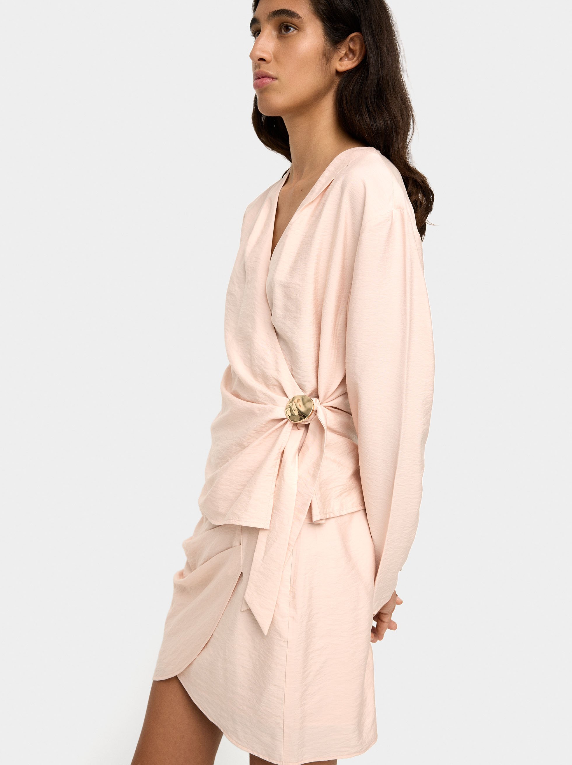 Short skirt with wrap and draped image number 2.0