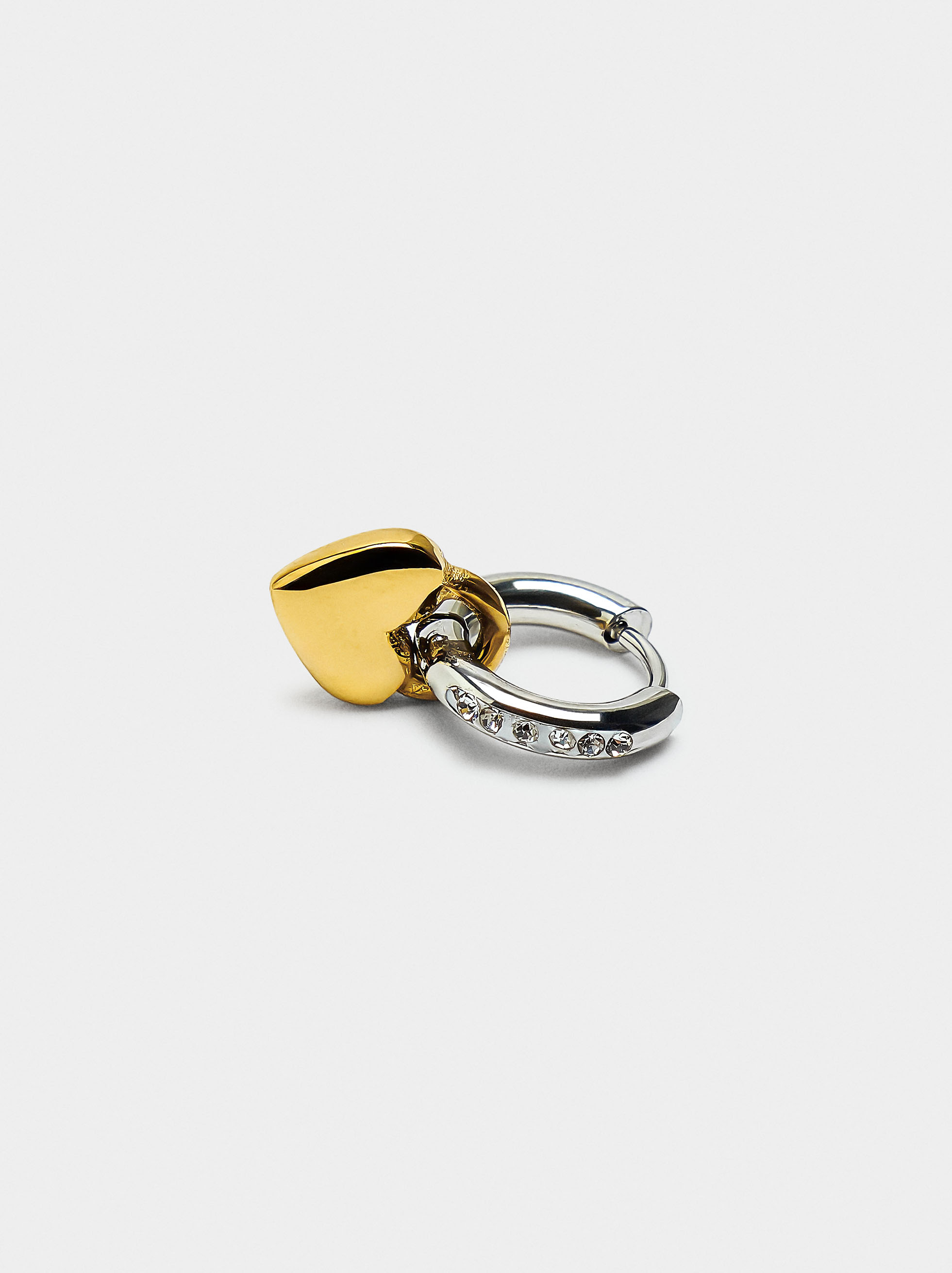 Heart single hoop earring - stainless steel image number 2.0
