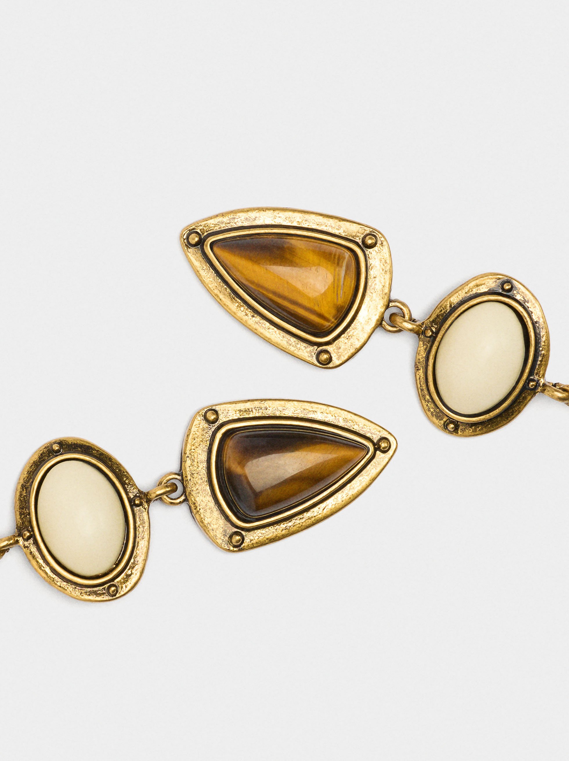 Geometric earrings with stones image number 2.0