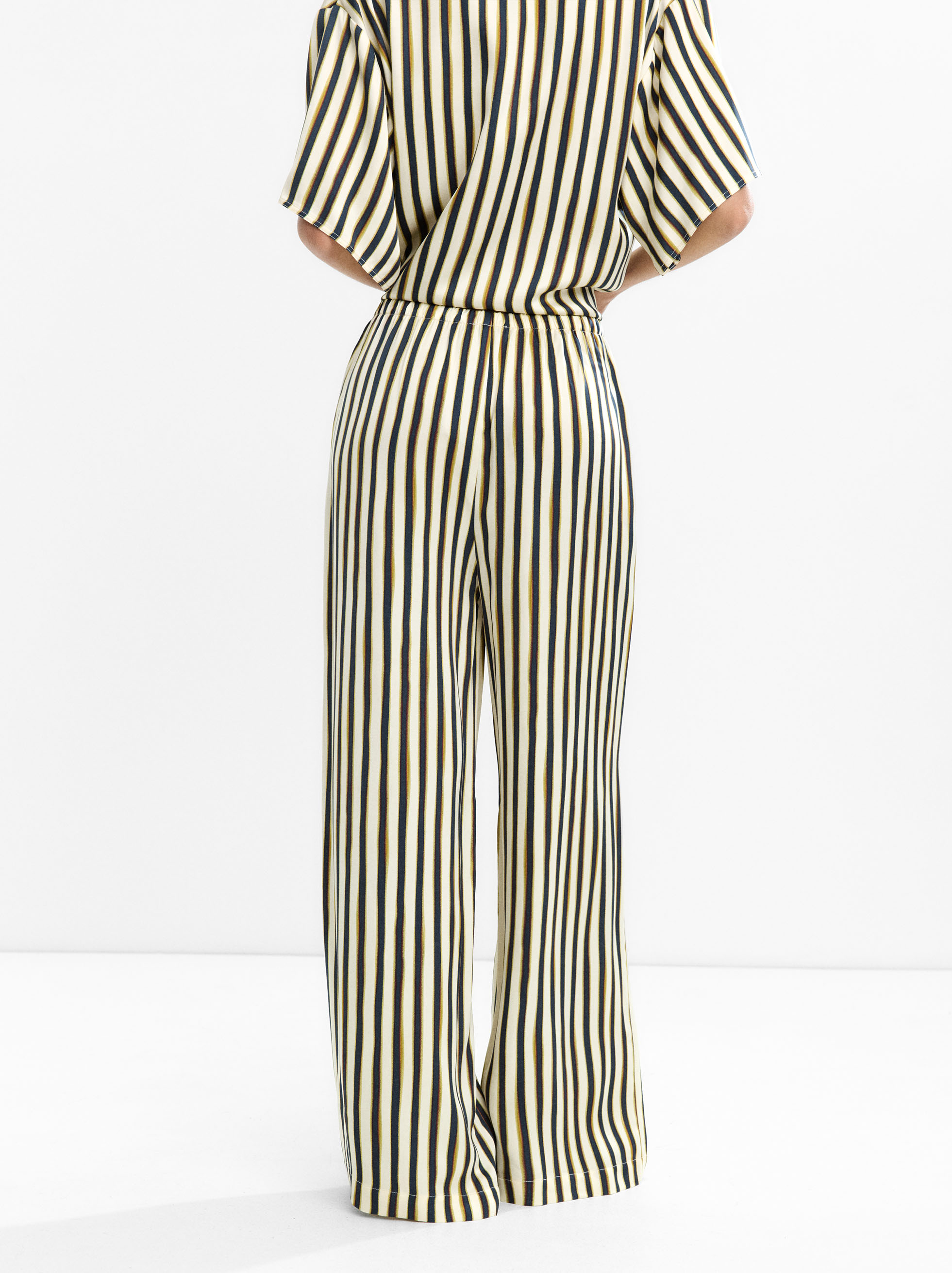 Striped trousers with elastic waistband image number 3.0
