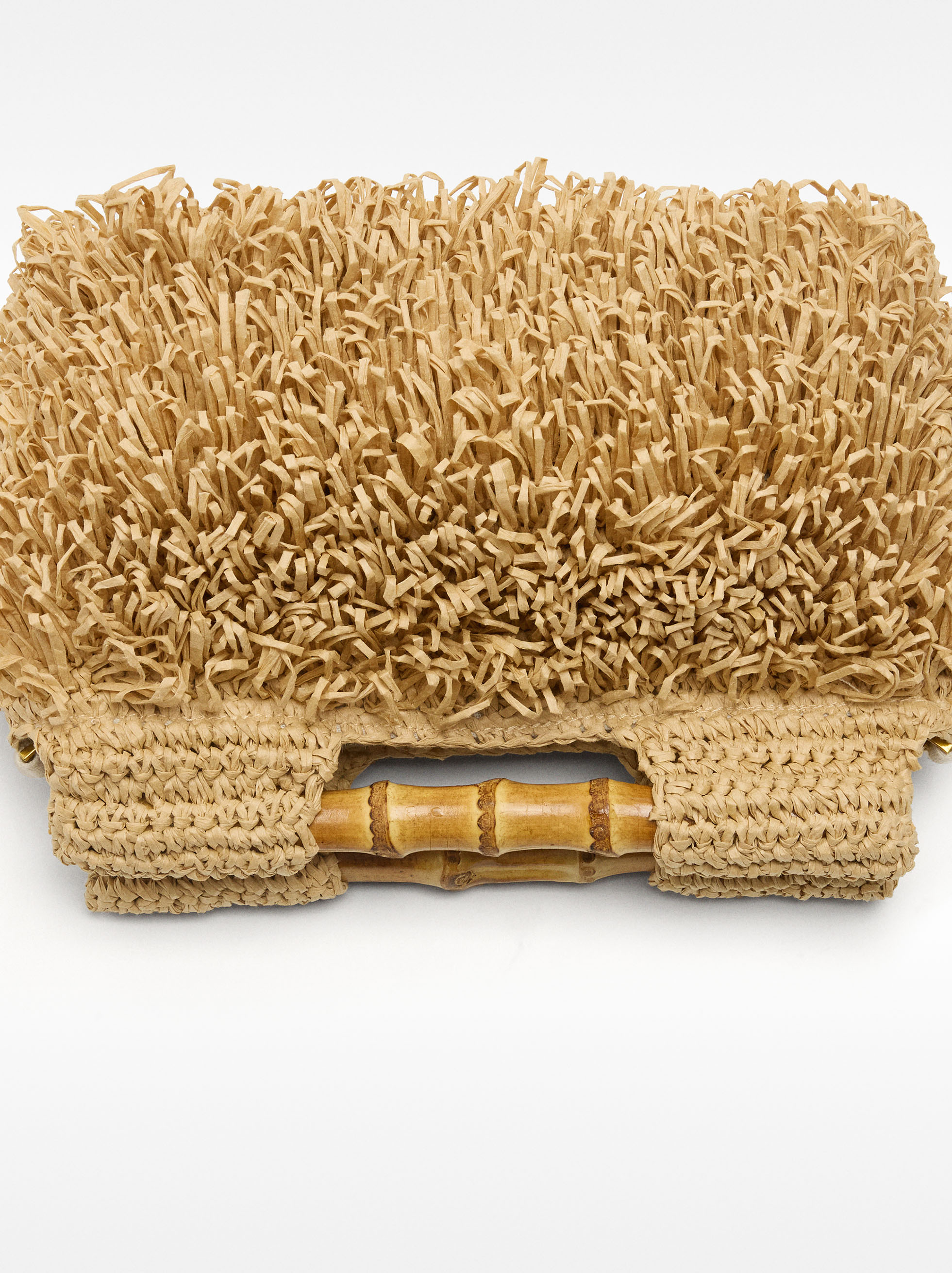 Straw-effect handbag with bamboo image number 2.0