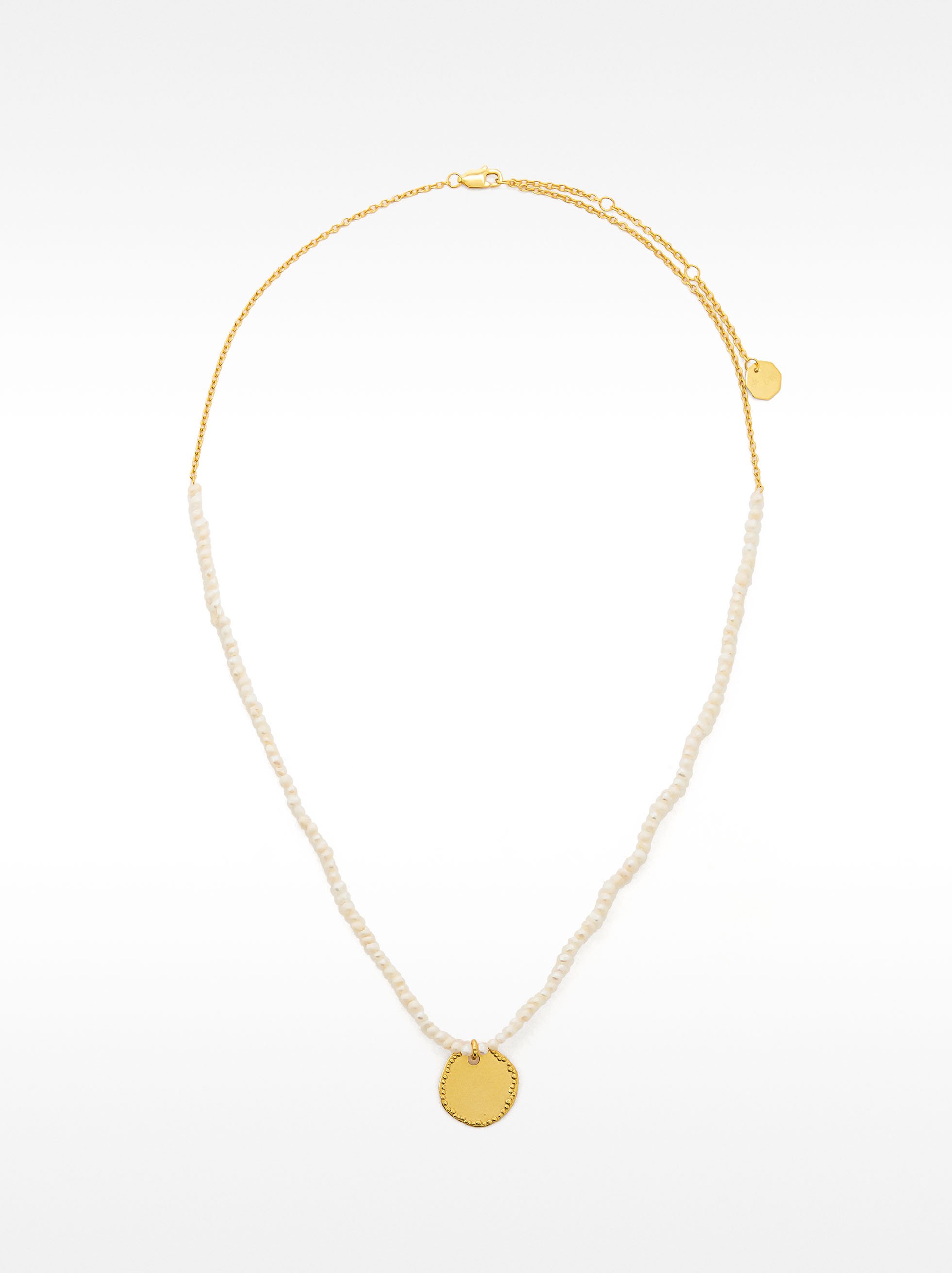 Freshwater pearl necklace with medal - 925 sterling silver image number 2.0