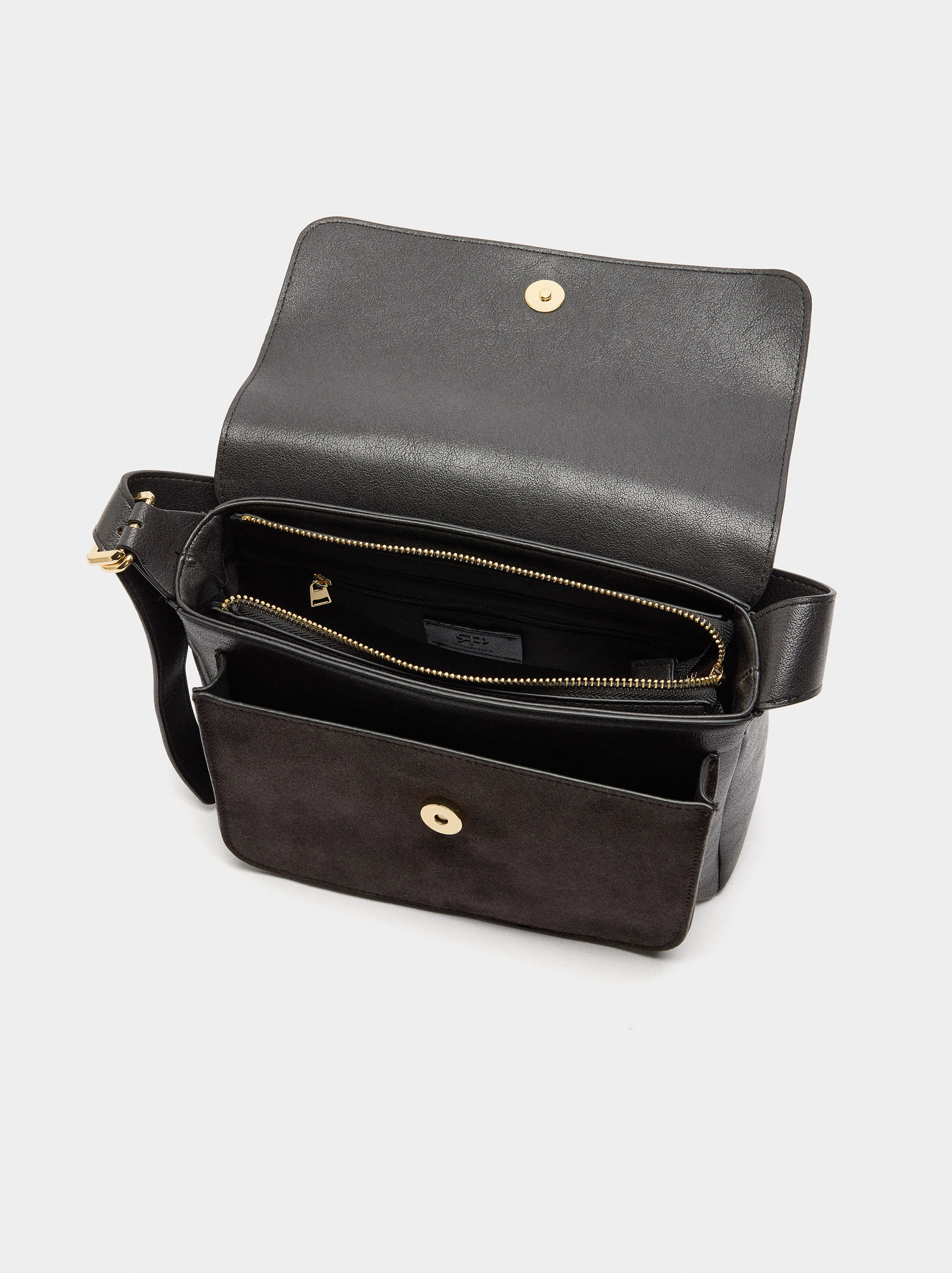 Schultertasche mit Leder image number 4.0