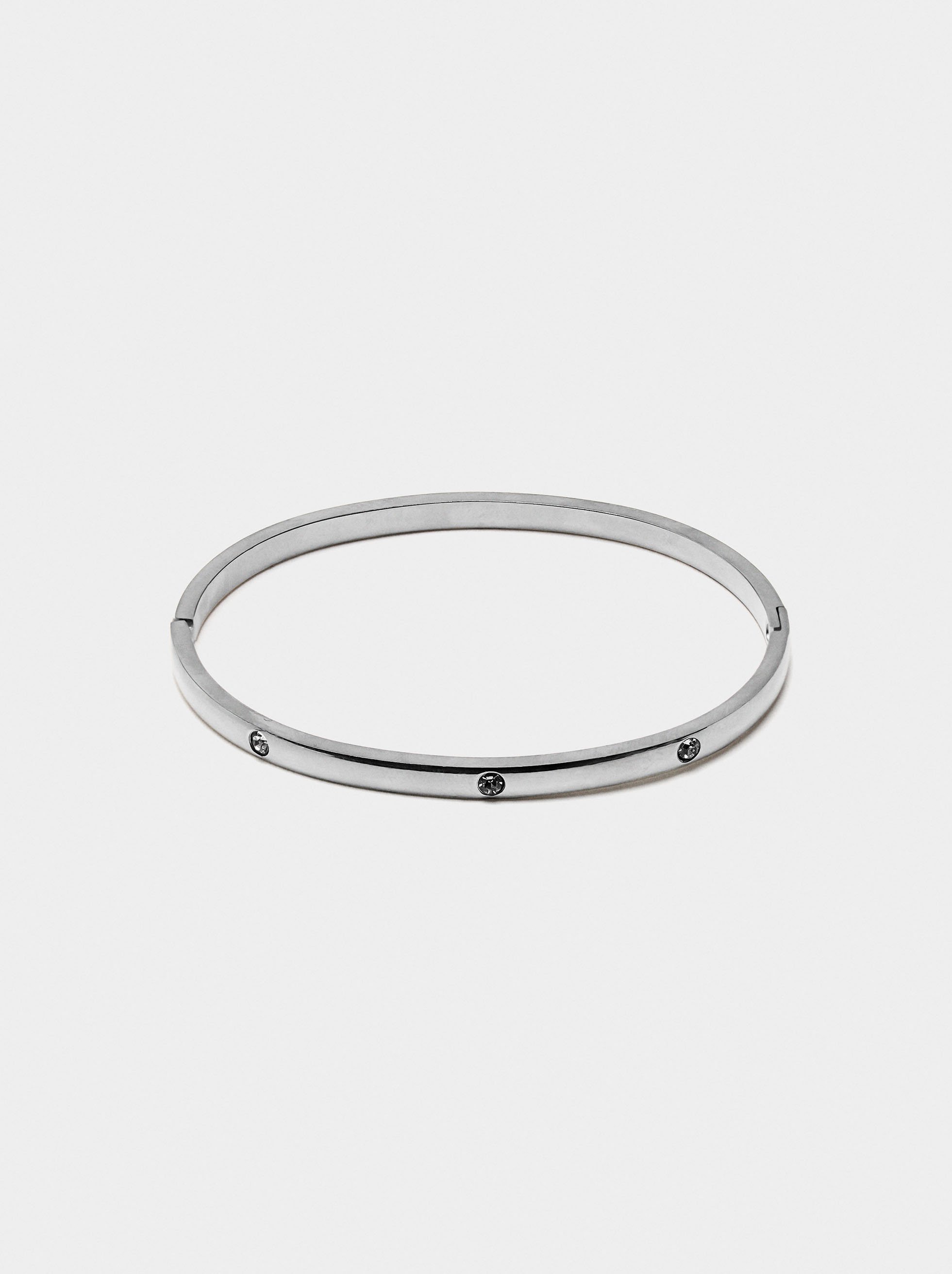 Pulsera rígida con cristales - acero inoxidable image number 0.0