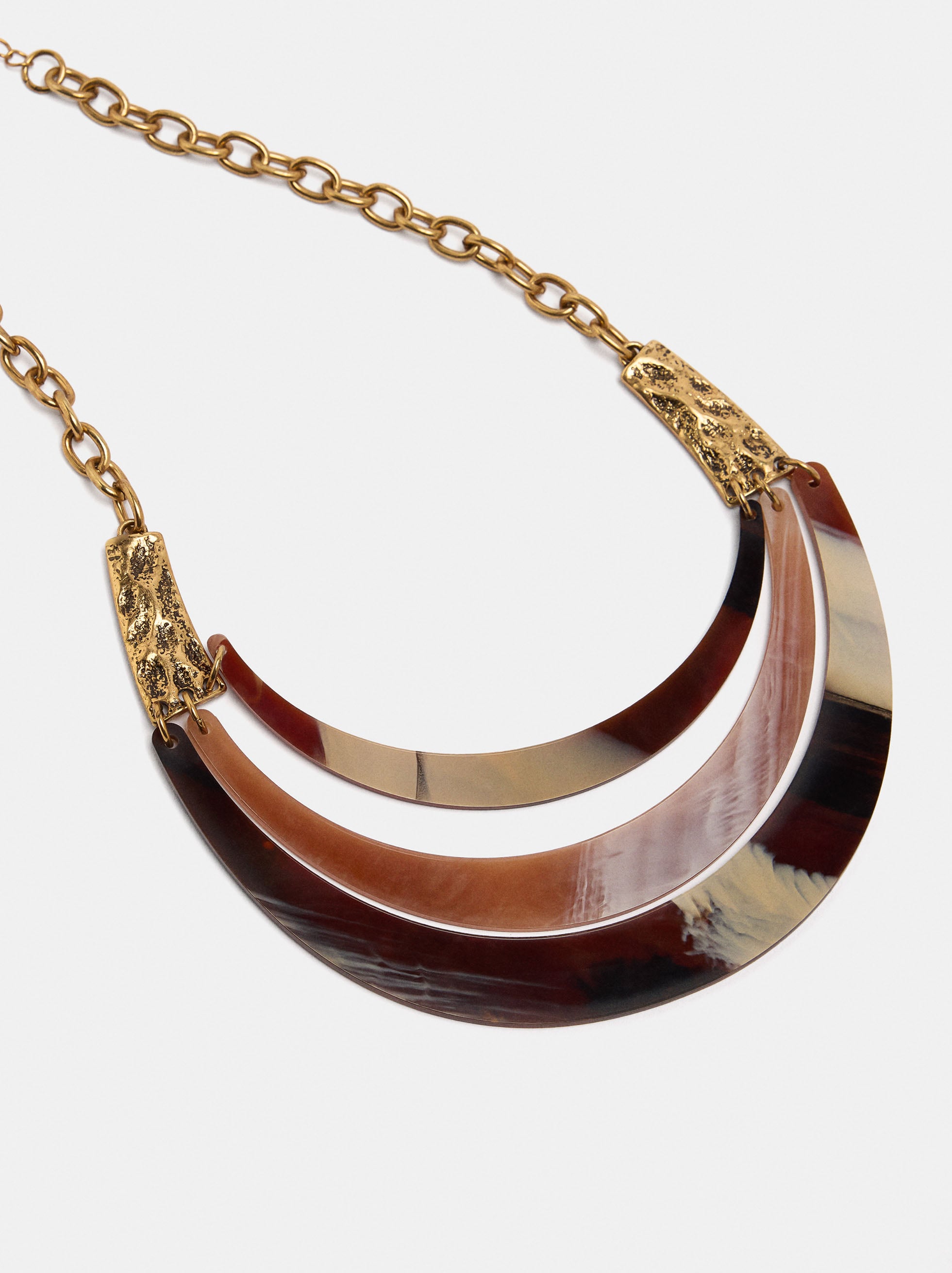 Short necklace with stone-effect arcs image number 2.0