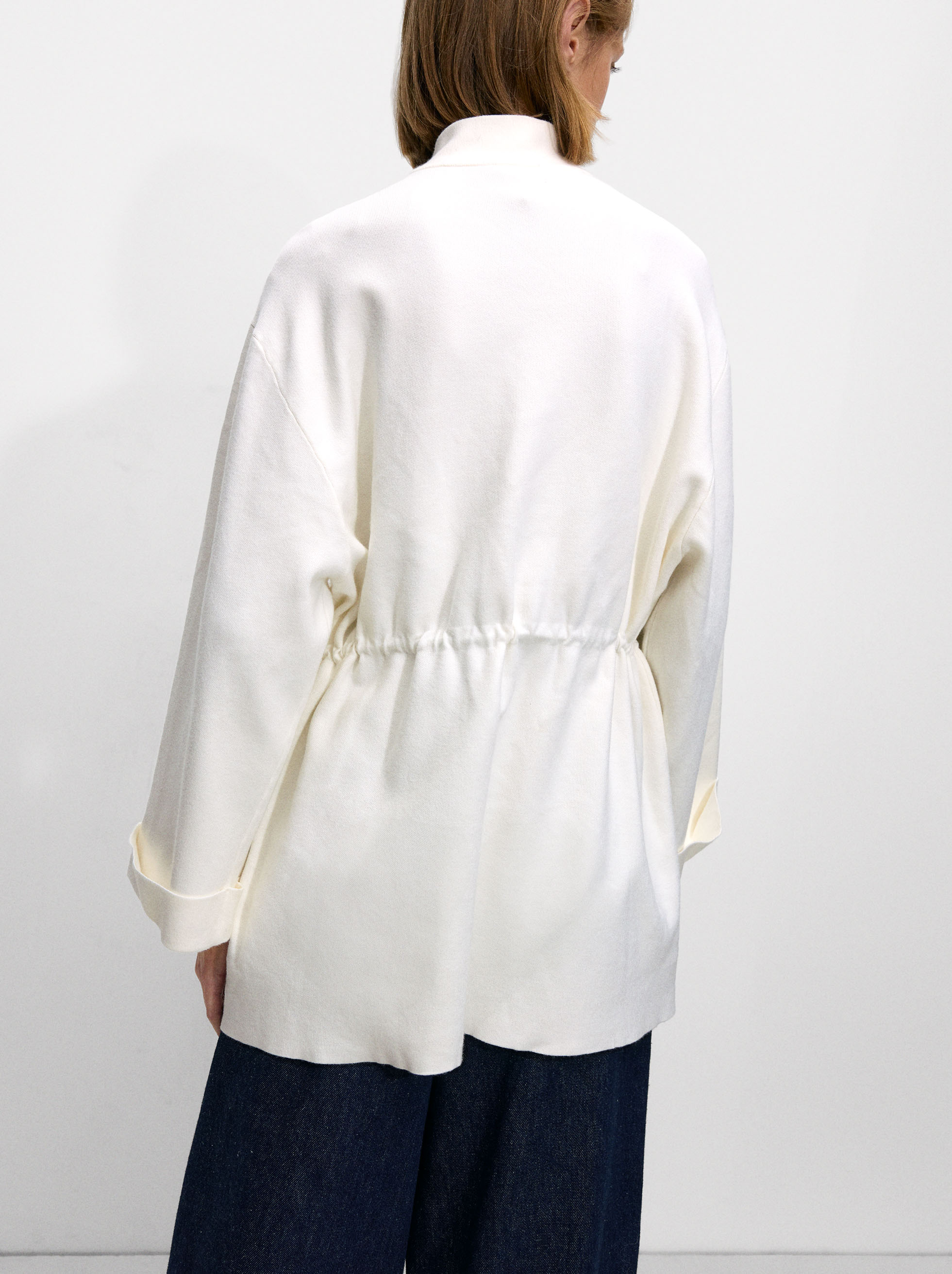 Knit cardigan with adjustable drawstrings image number 3.0