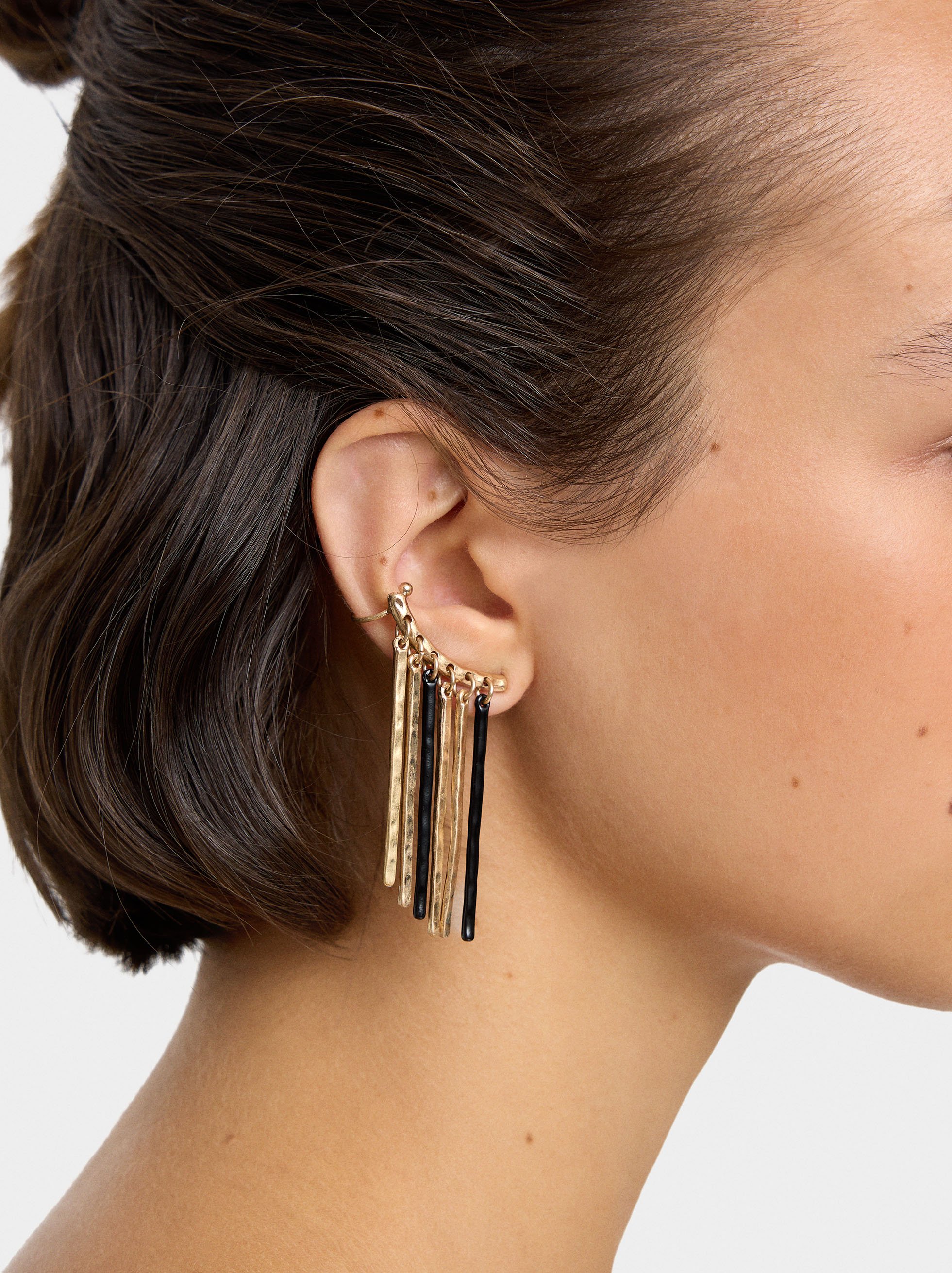 Earrings ear jacket with bicolor bars image number 1.0