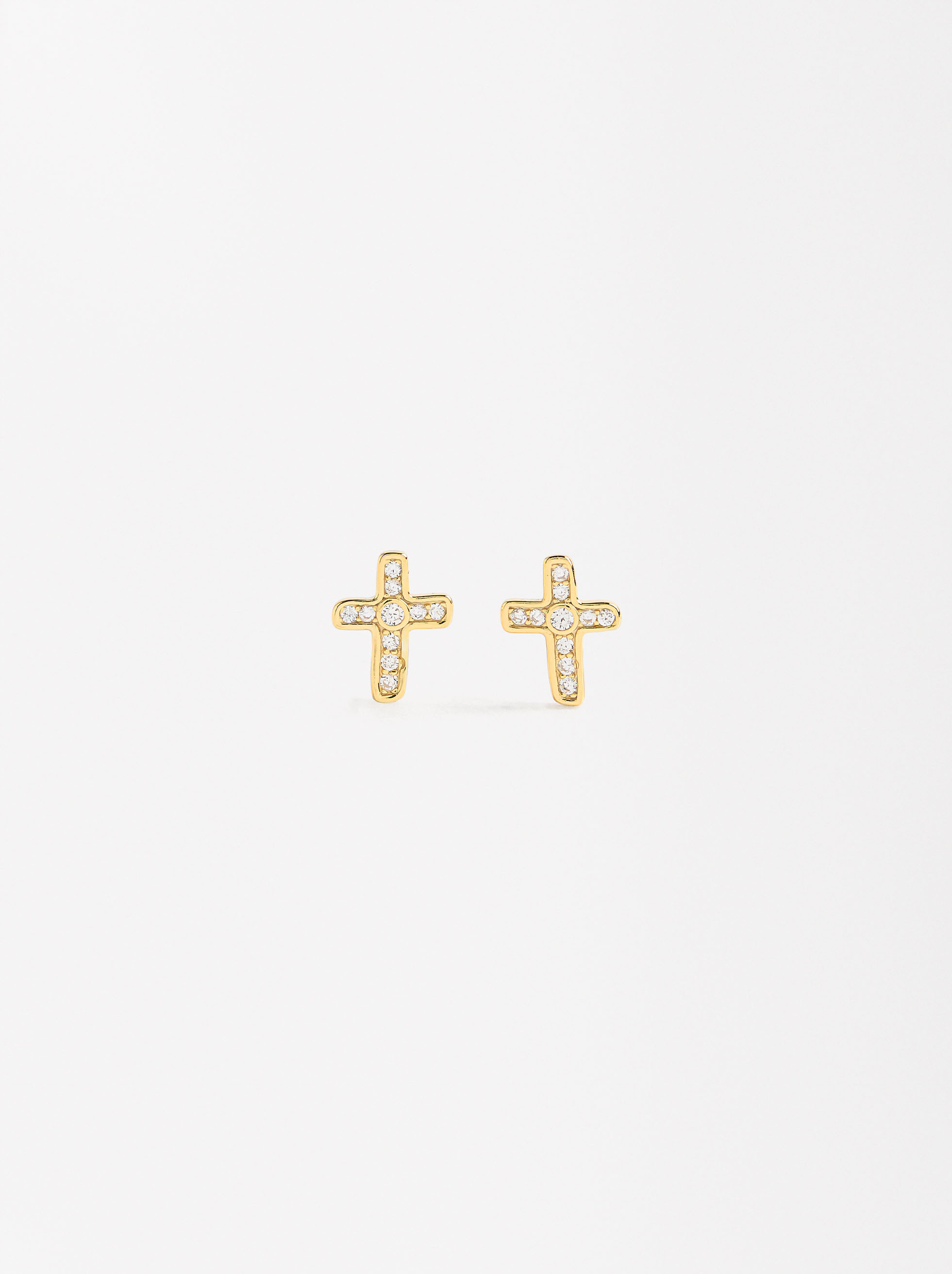 Cross zirconia earrings - 925 sterling silver image number 0.0