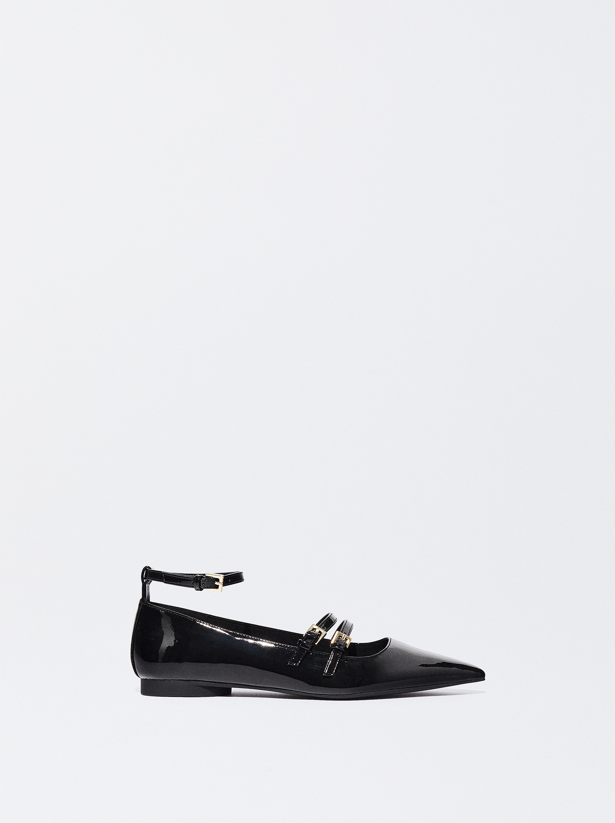 Patent Faux Ballerina With Pointed Toe Black Parfois