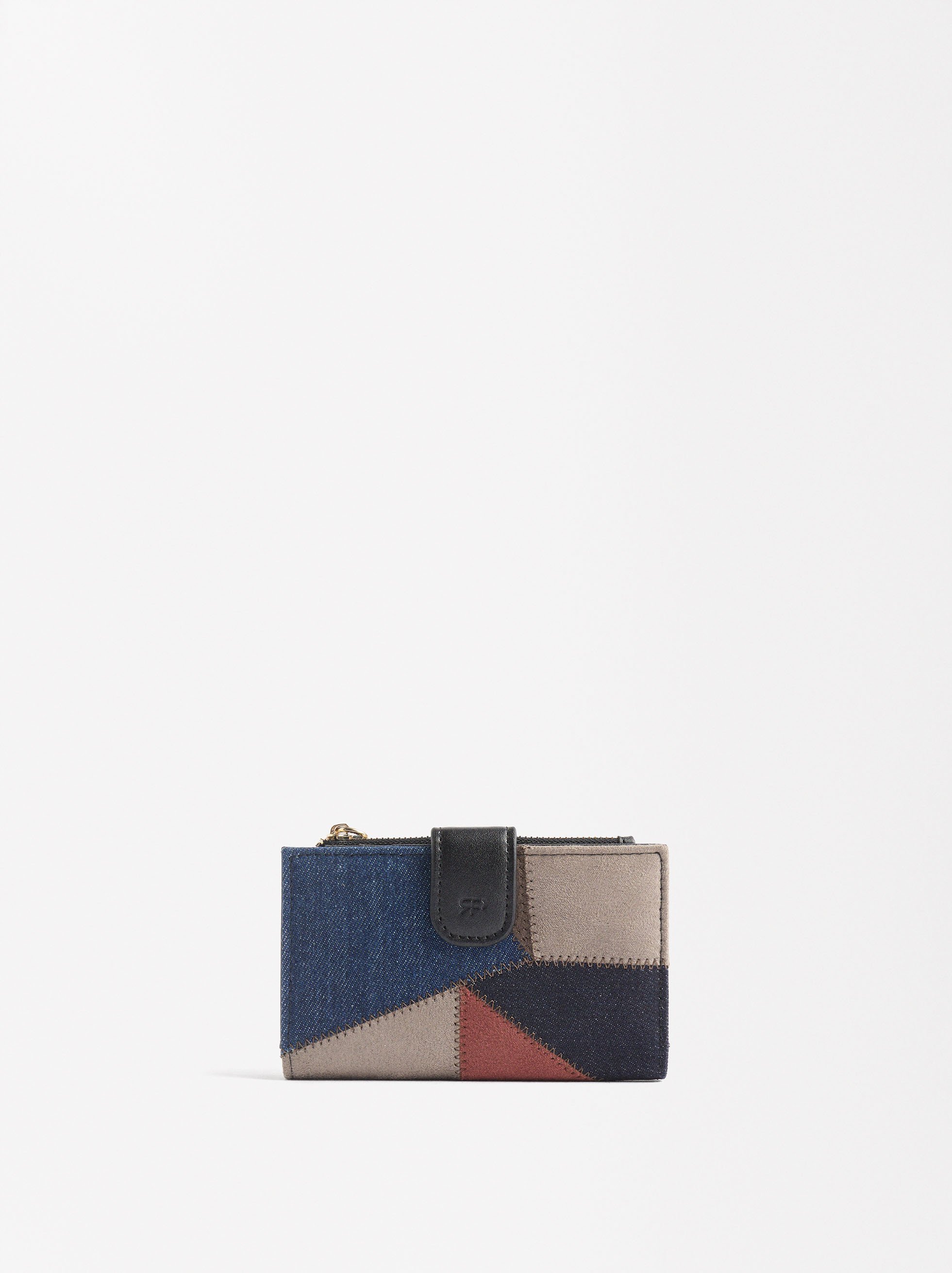 Patchwork cardholder, Taupe, hi-res