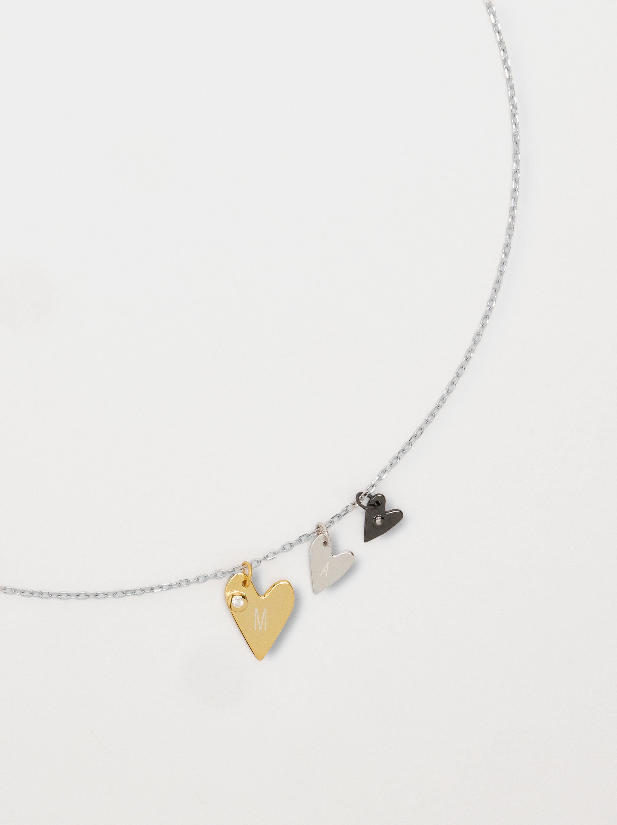 Collier pendentif de cœurs avec zircone - argent sterling 925 image number 1.0