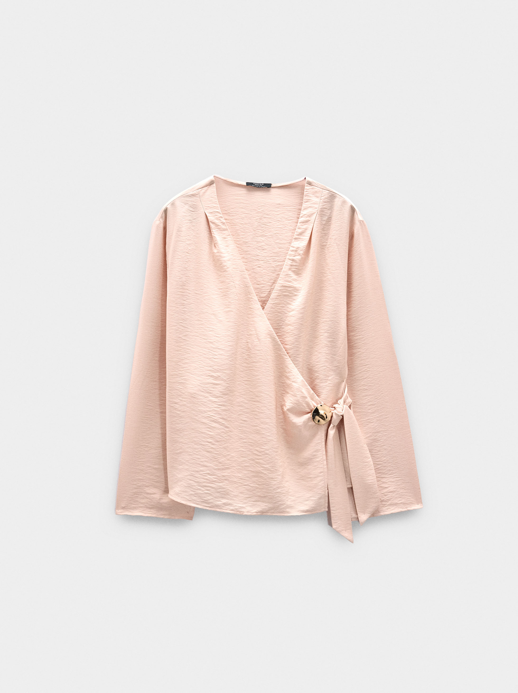 Blouse with crossover and metallic detail image number 4.0