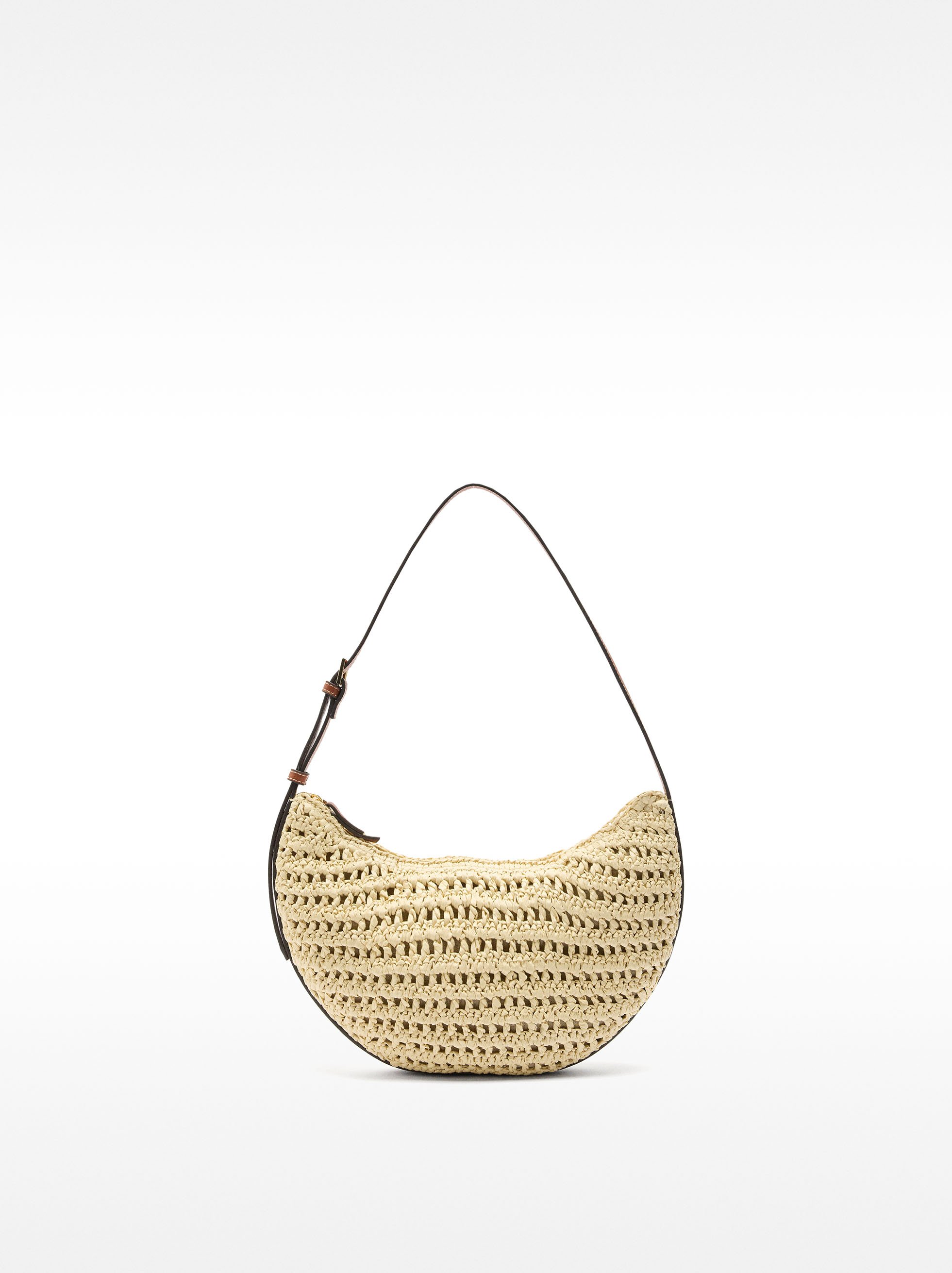Straw-effect hobo shoulder bag image number 0.0