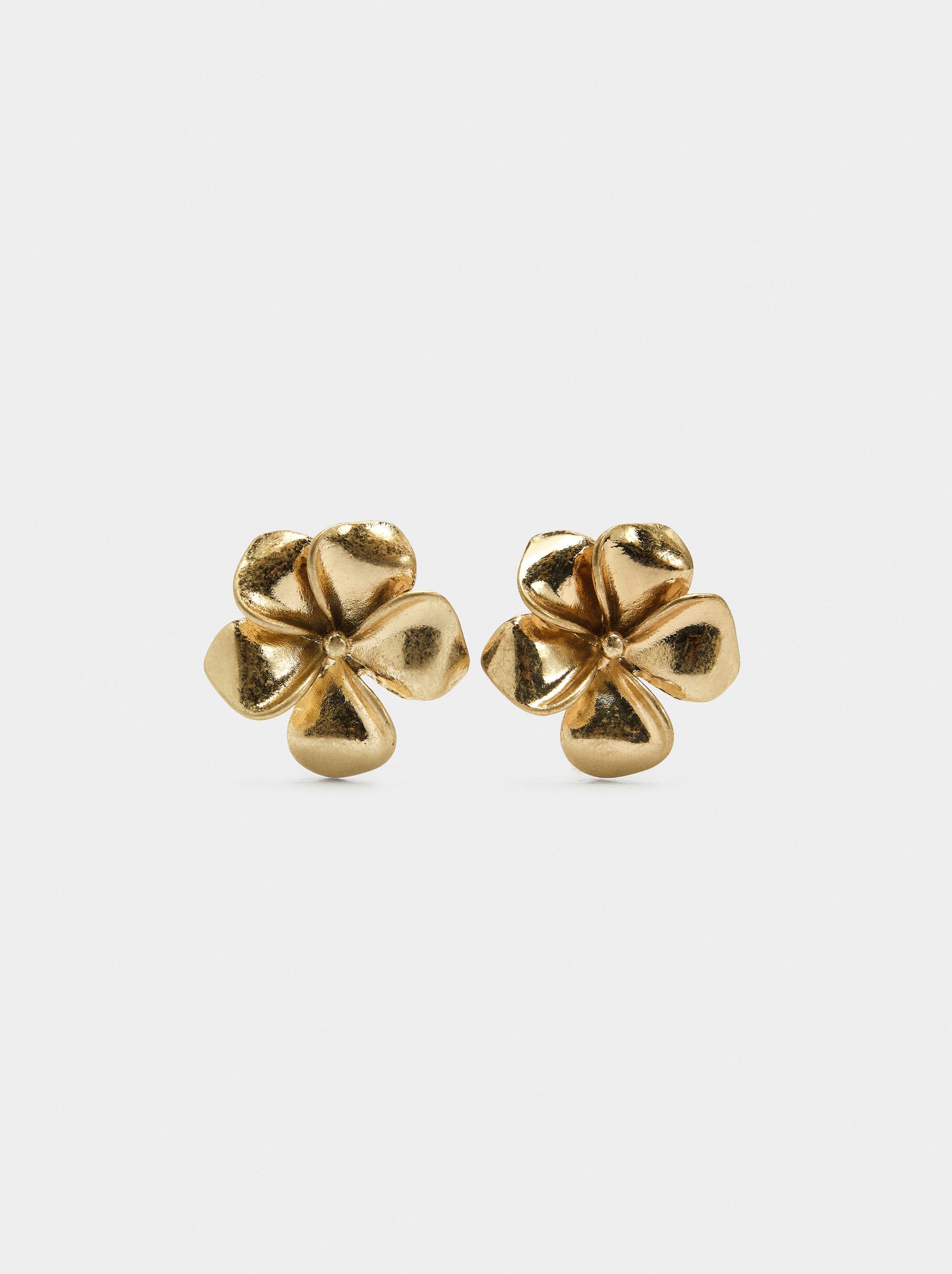 Flower earrings with embossed detail image number 0.0