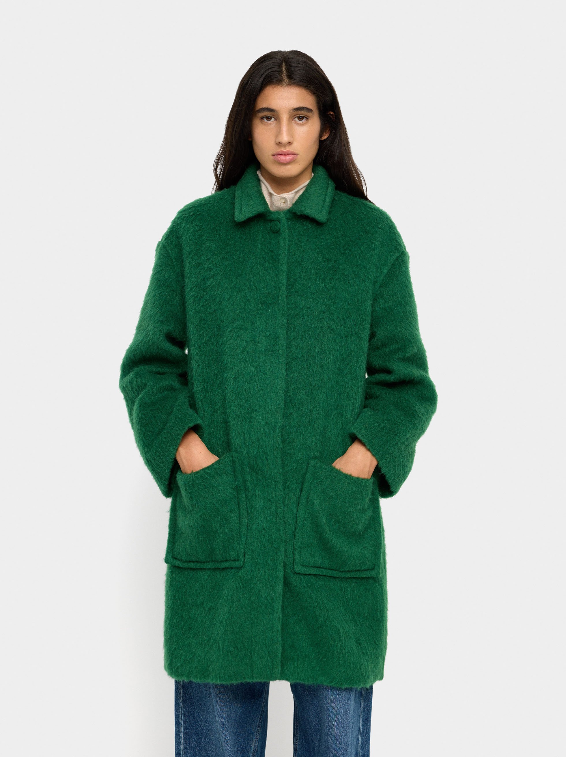 Wool blend faux fur effect jacket image number 4.0