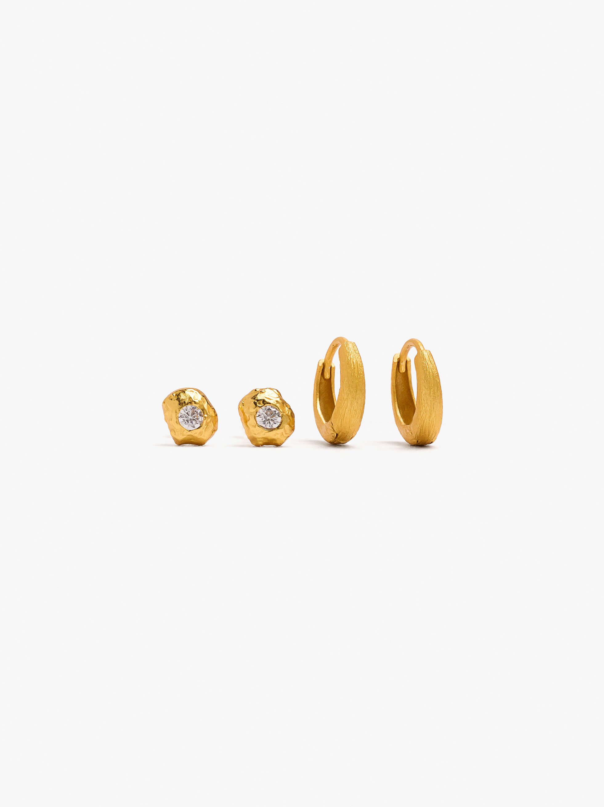 Set de brincos com zirc&oacute;nias banho de ouro 18k - prata de lei 925 image number 0.0