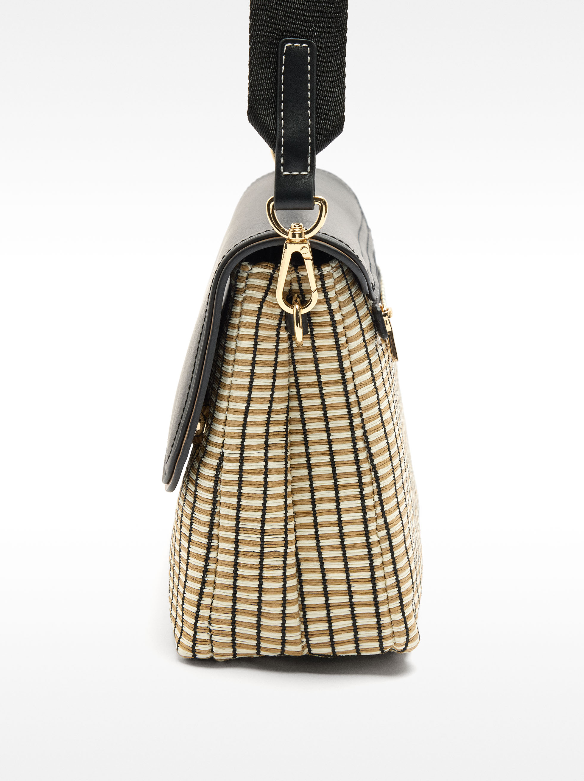 Striped straw effect crossbody bag image number 2.0
