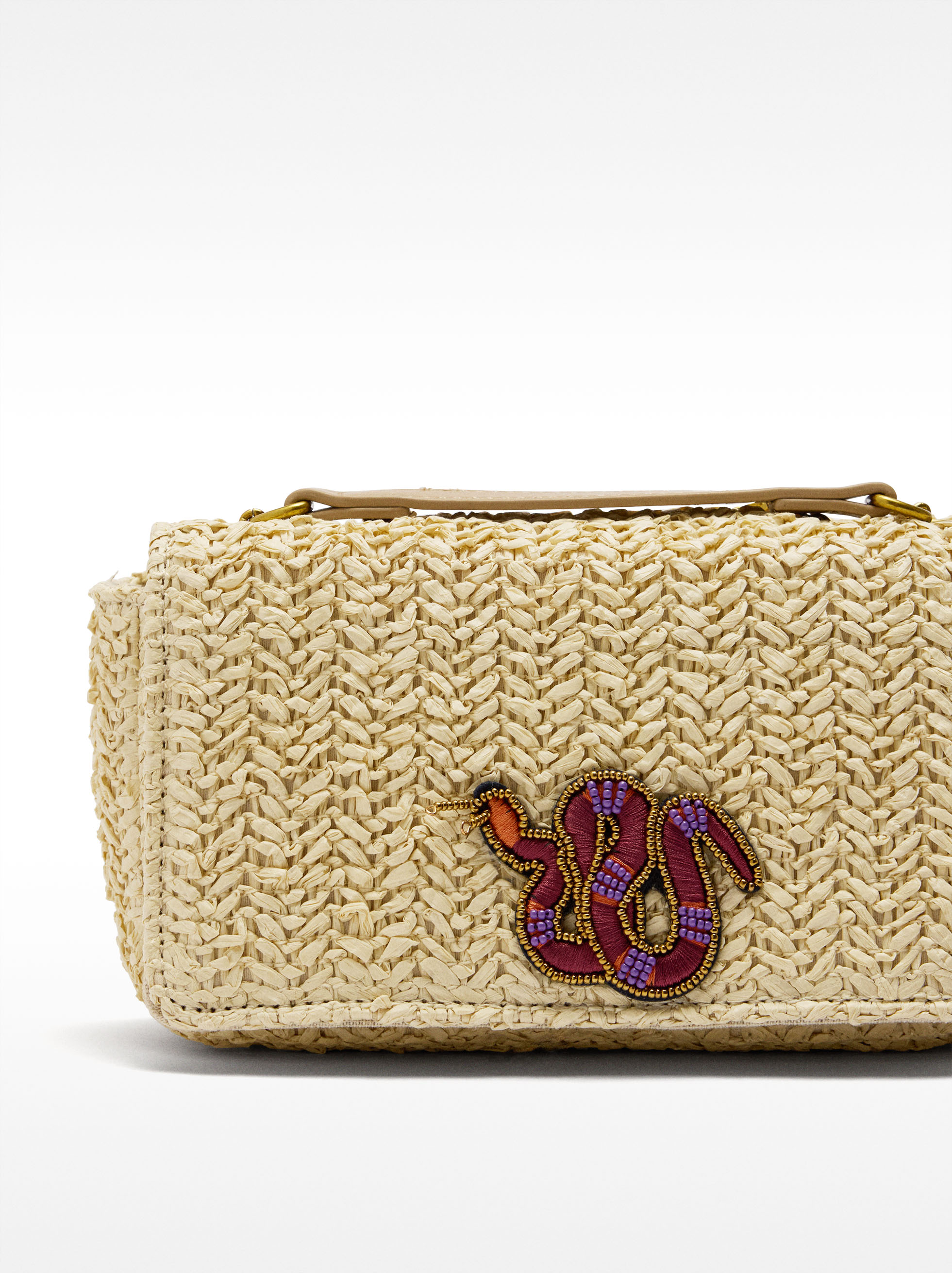 Borsa a spalla in effetto paglia image number 1.0