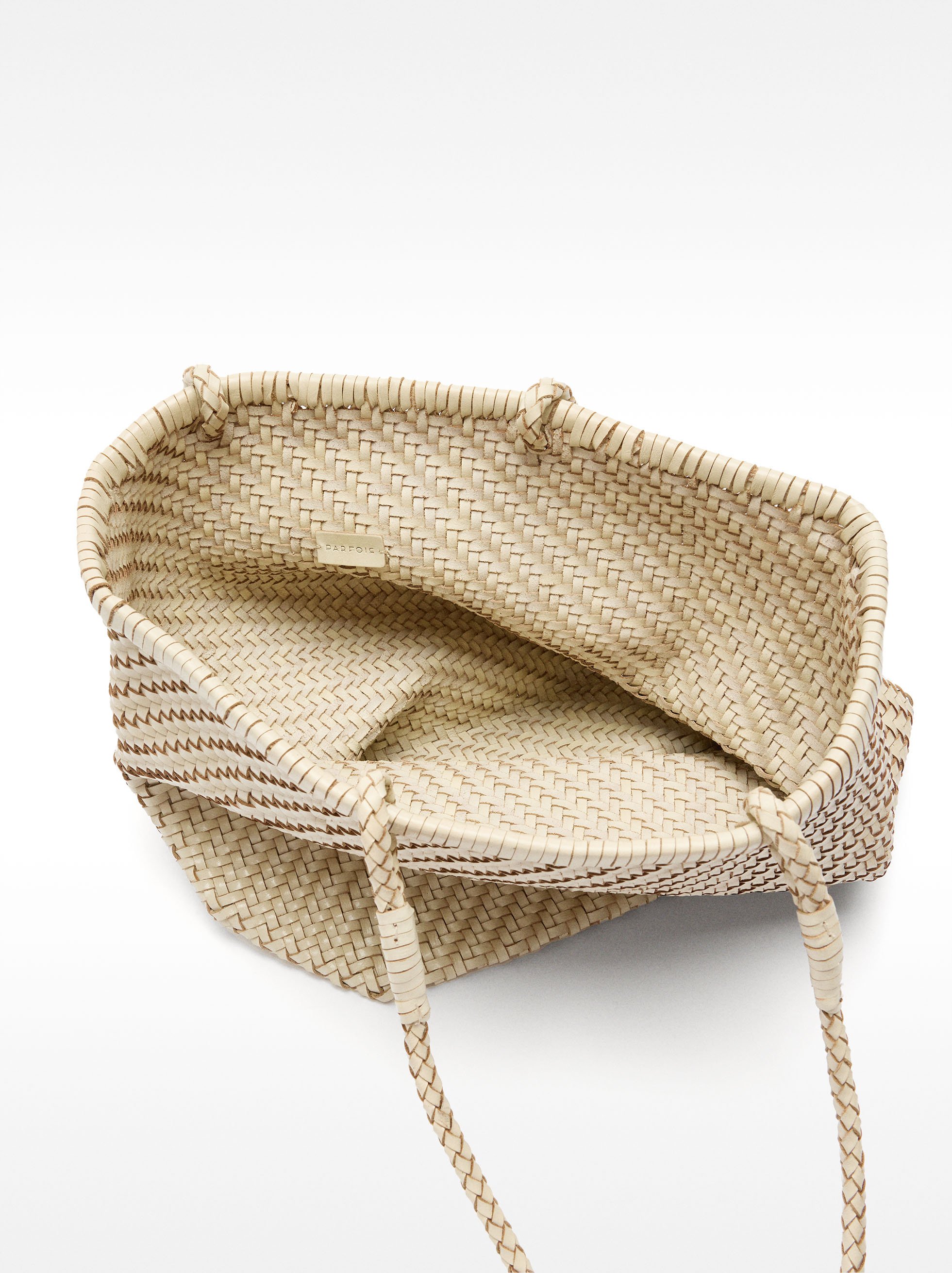 Pleciona torba shopper ze skóry image number 4.0