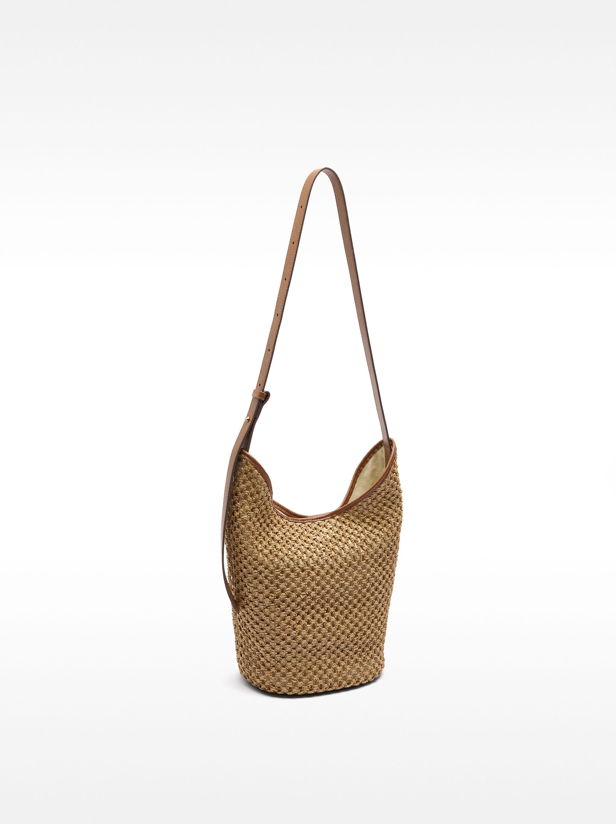 Bucket bag with straw effect and removable bag M image number 3.0