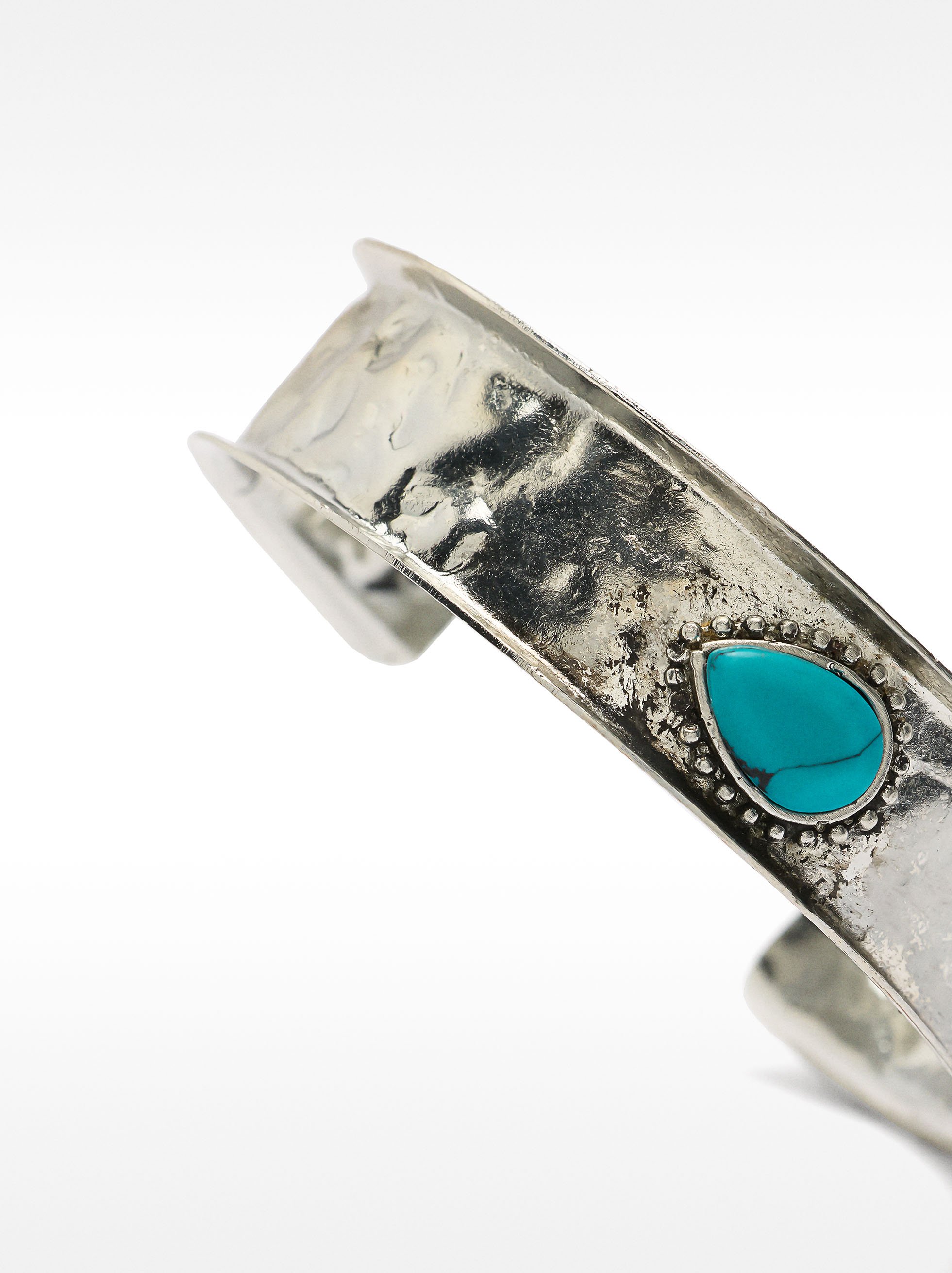 Open bracelet with oval stone image number 2.0