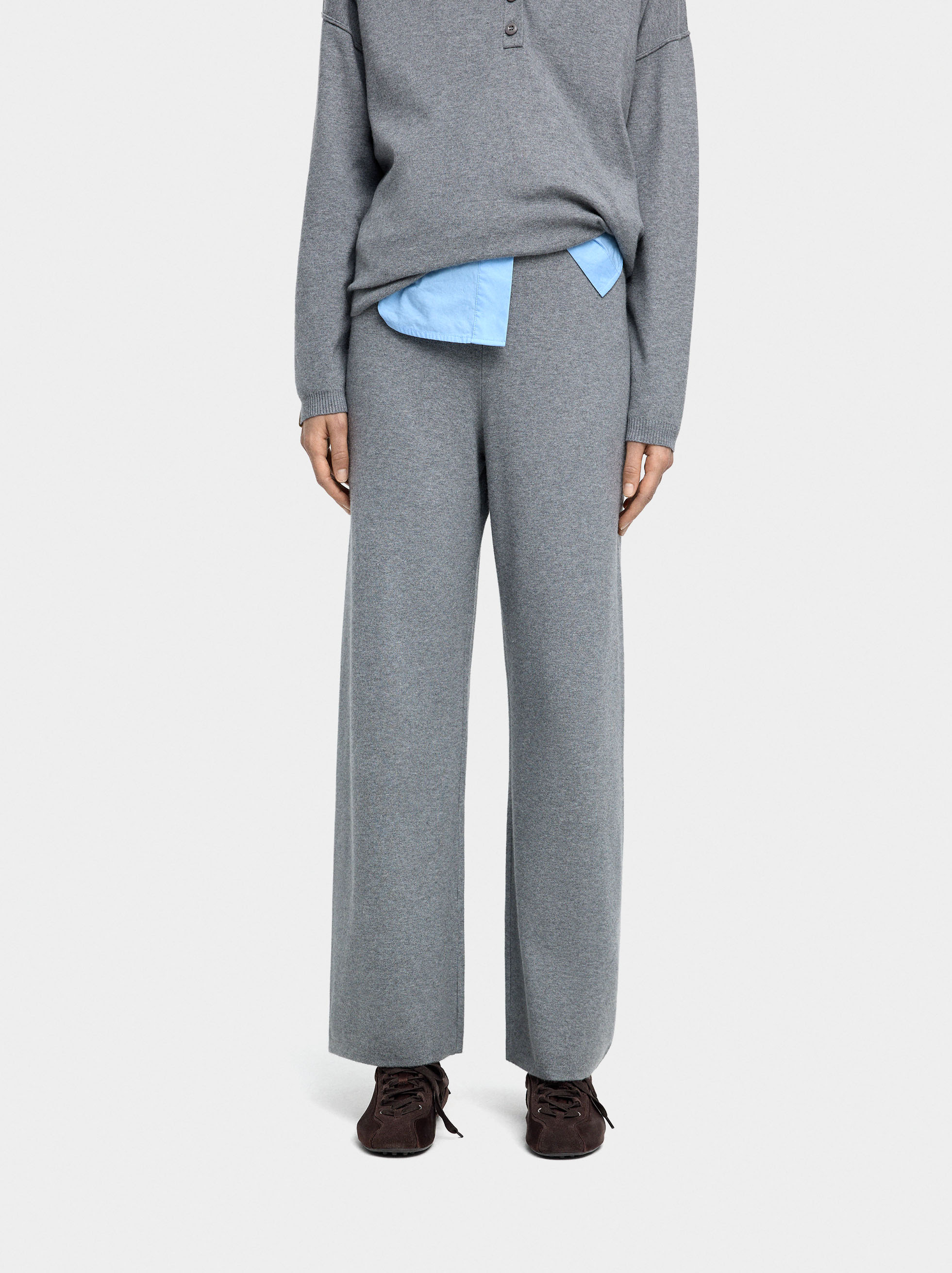 Elastic waist knit pants image number 1.0