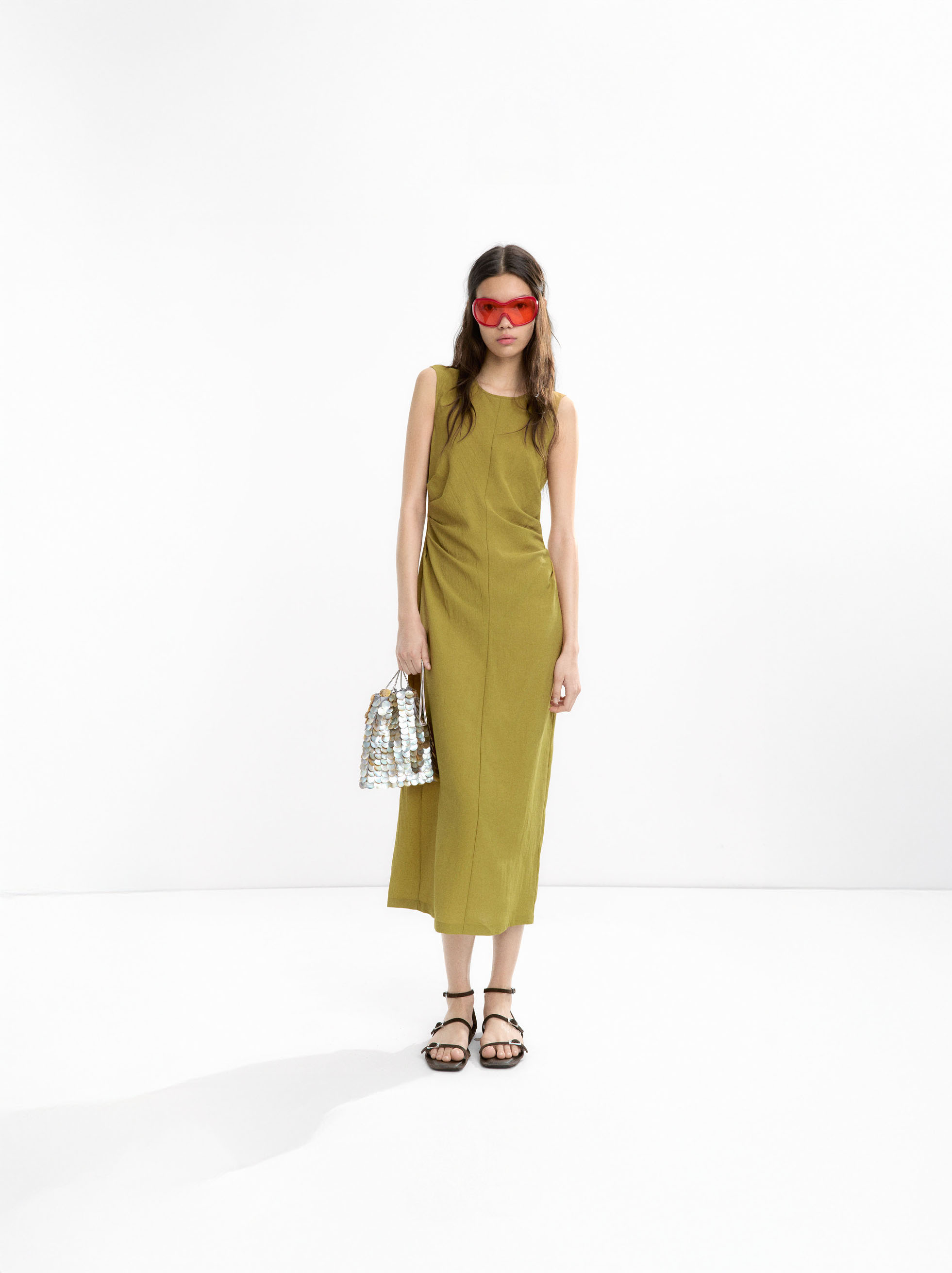 Vestido comprido com franzido image number 6.0