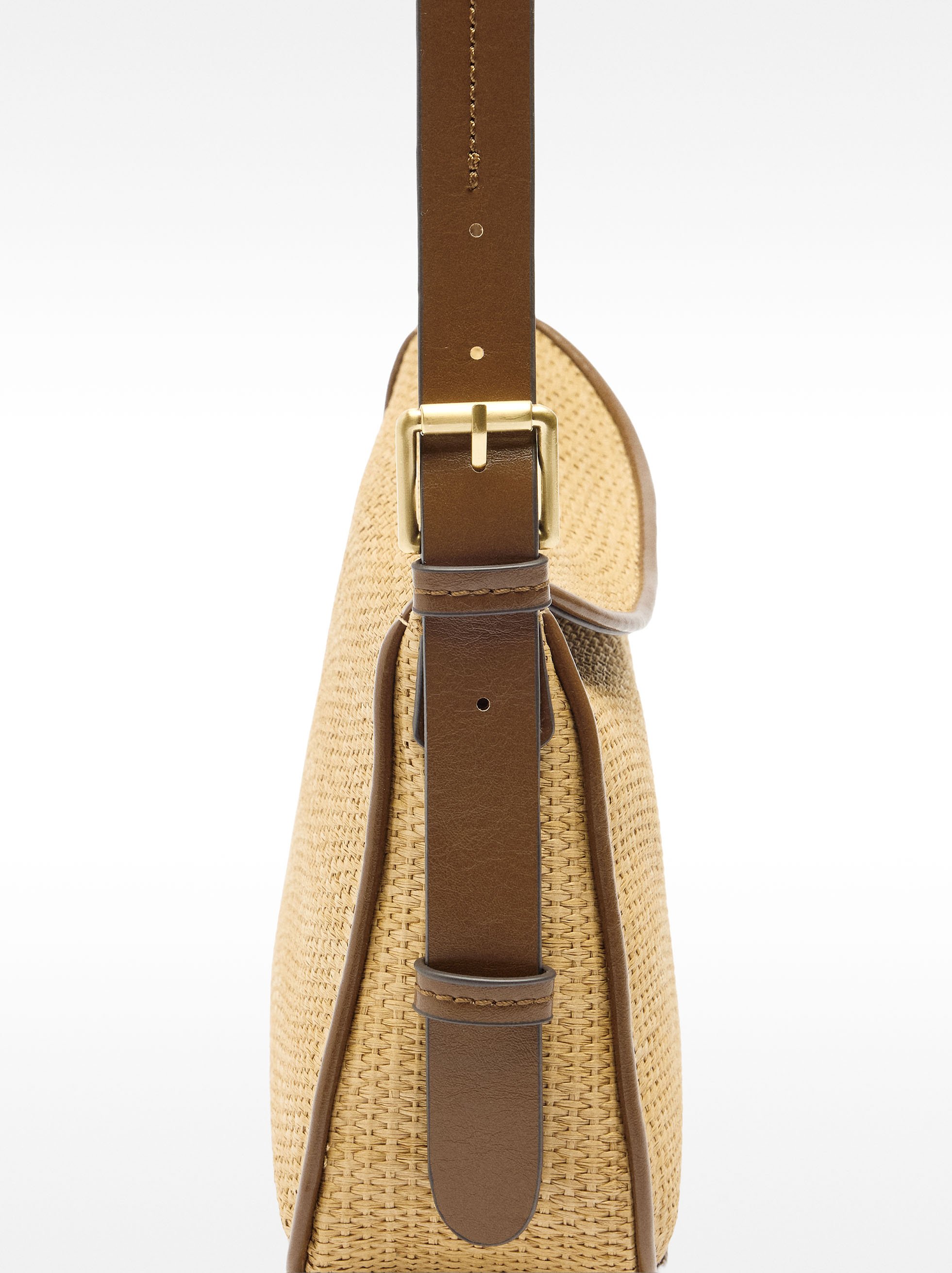 Crossbody bag with straw effect flap image number 1.0