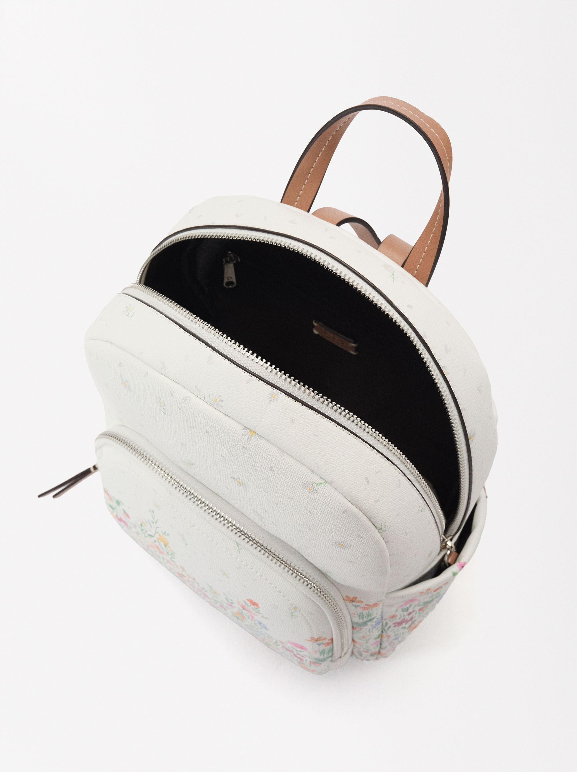 Floral Print Backpack White Parfois