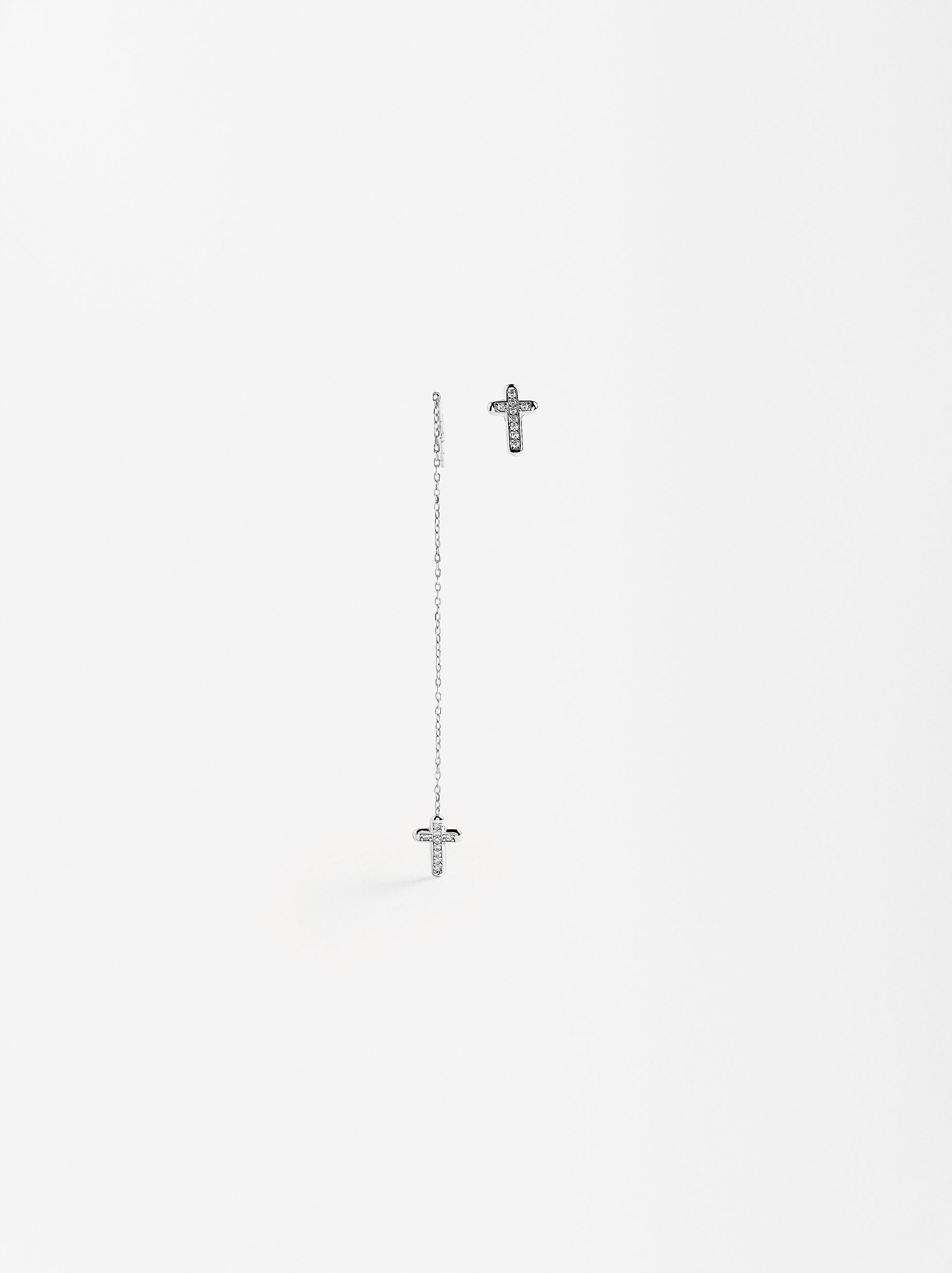 Asymmetric cross earrings - 925 sterling silver image number 0.0