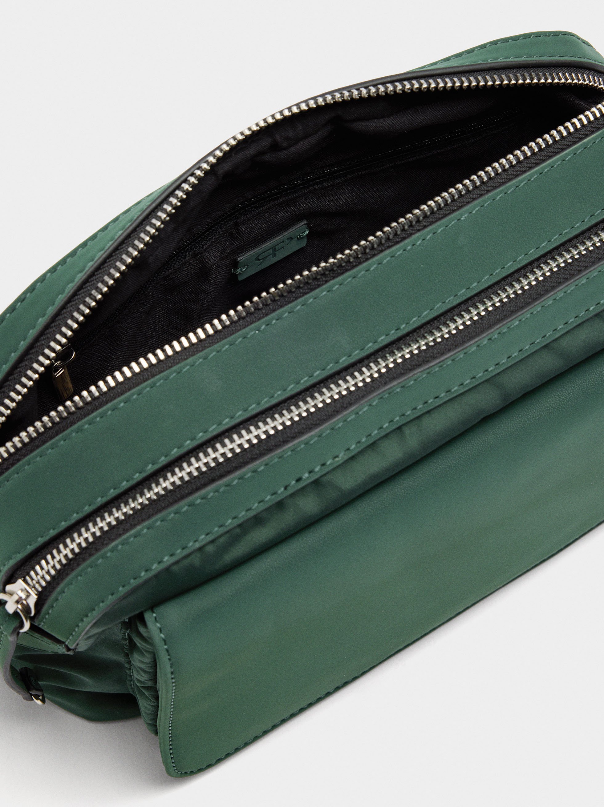 Nylon crossbody bag with flap image number 4.0